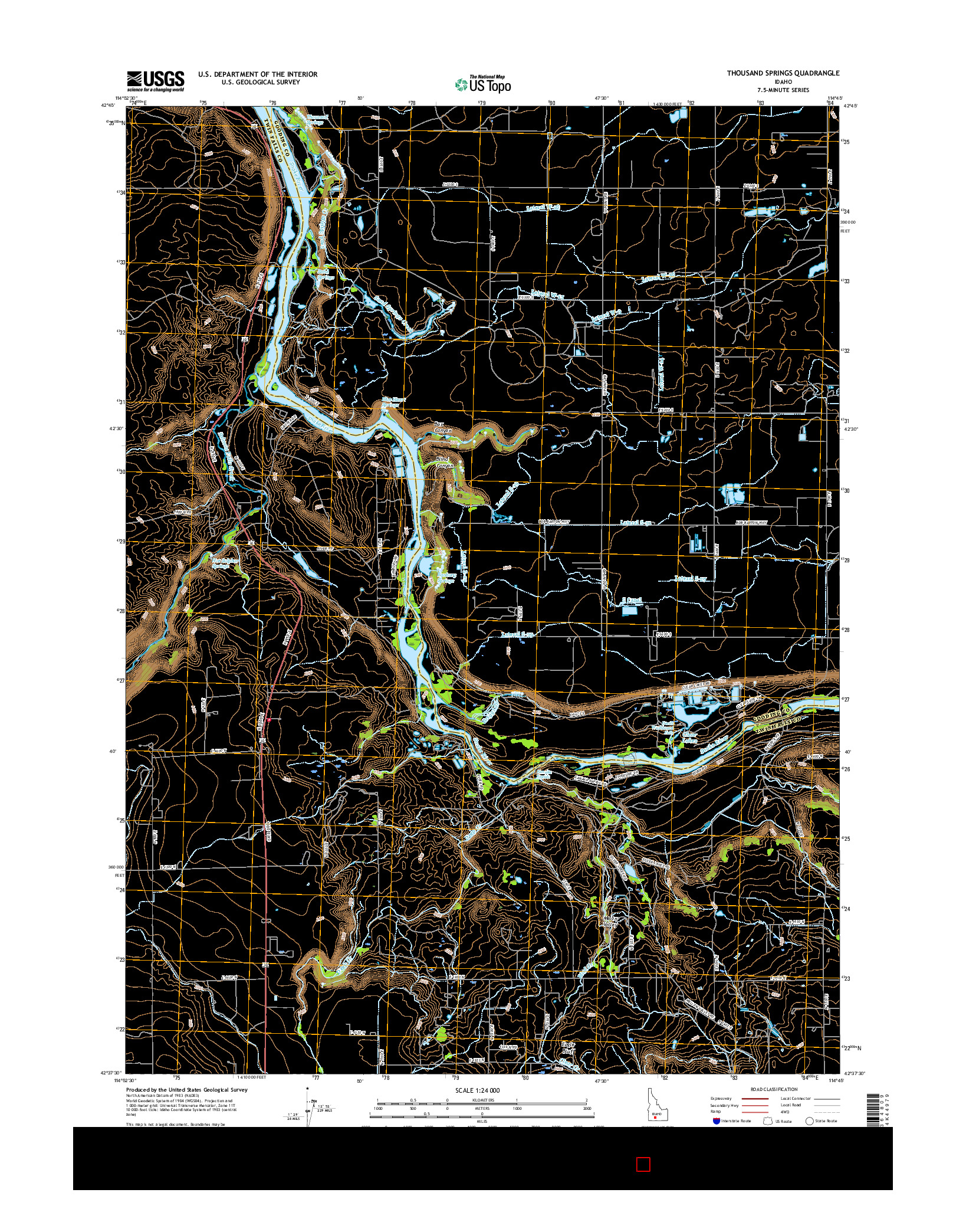 USGS US TOPO 7.5-MINUTE MAP FOR THOUSAND SPRINGS, ID 2017
