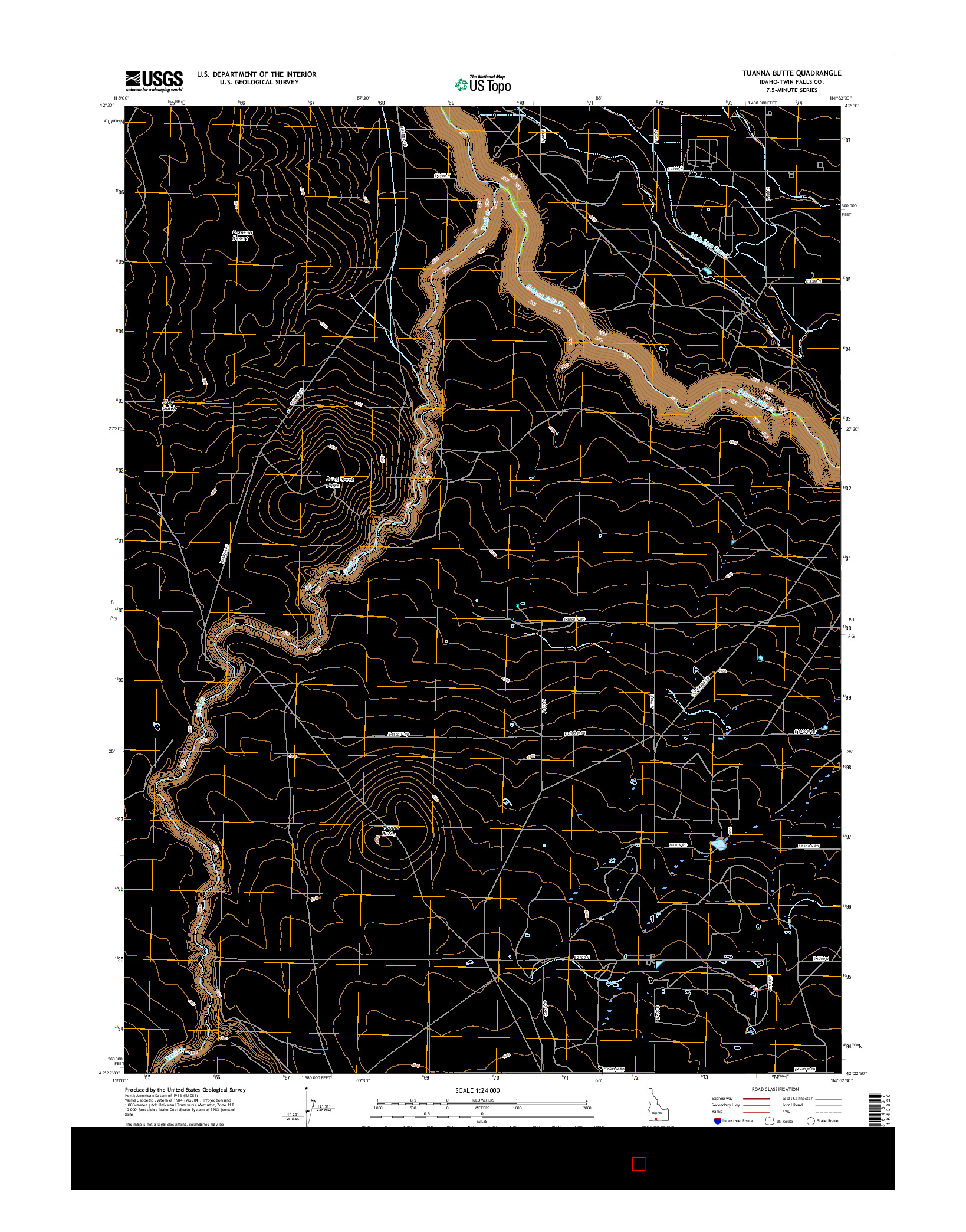 USGS US TOPO 7.5-MINUTE MAP FOR TUANNA BUTTE, ID 2017