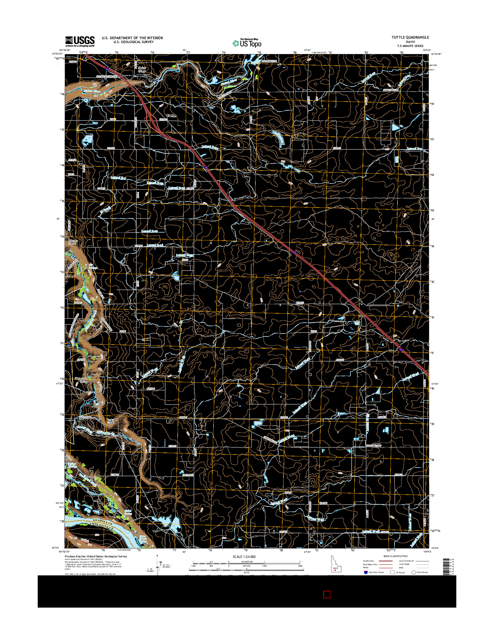 USGS US TOPO 7.5-MINUTE MAP FOR TUTTLE, ID 2017