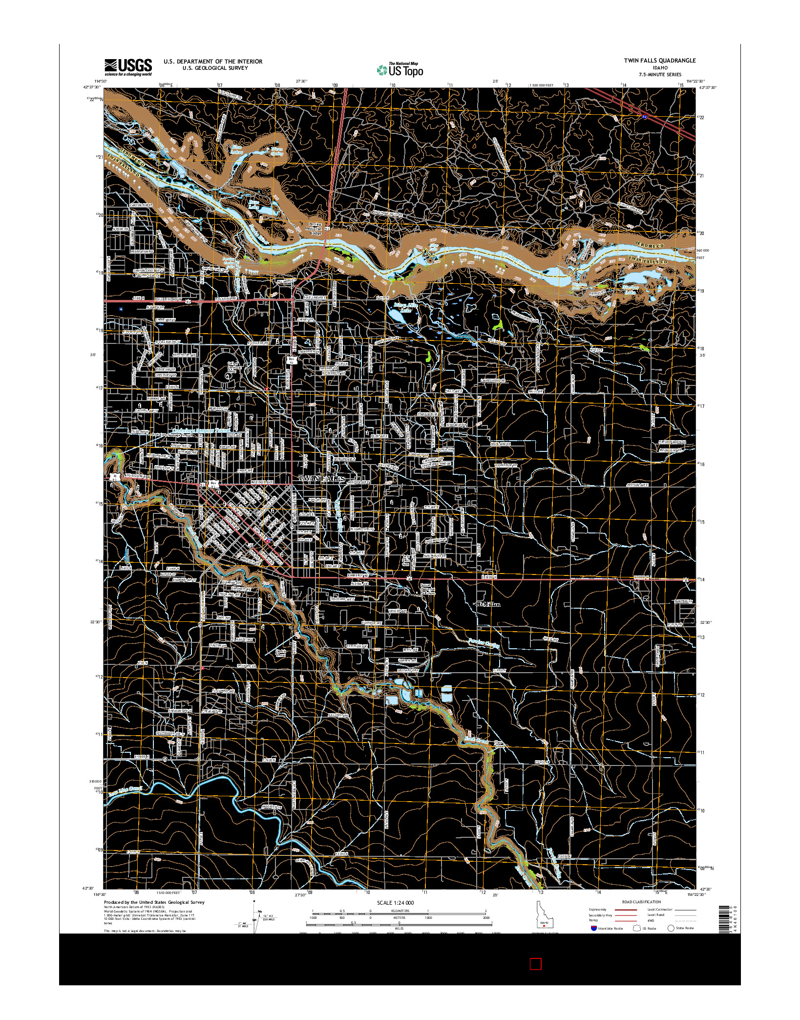 USGS US TOPO 7.5-MINUTE MAP FOR TWIN FALLS, ID 2017