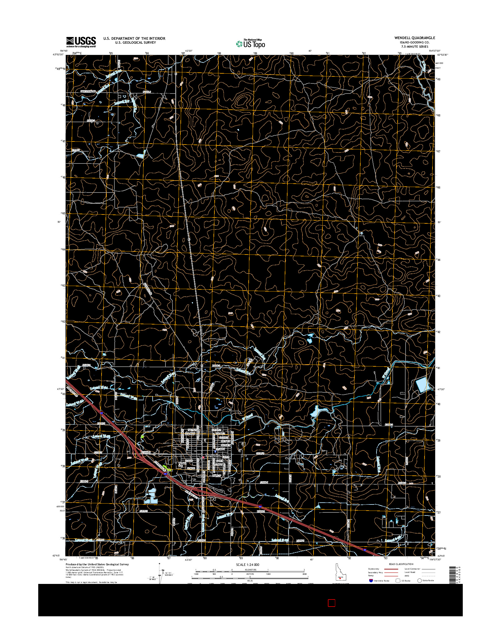 USGS US TOPO 7.5-MINUTE MAP FOR WENDELL, ID 2017