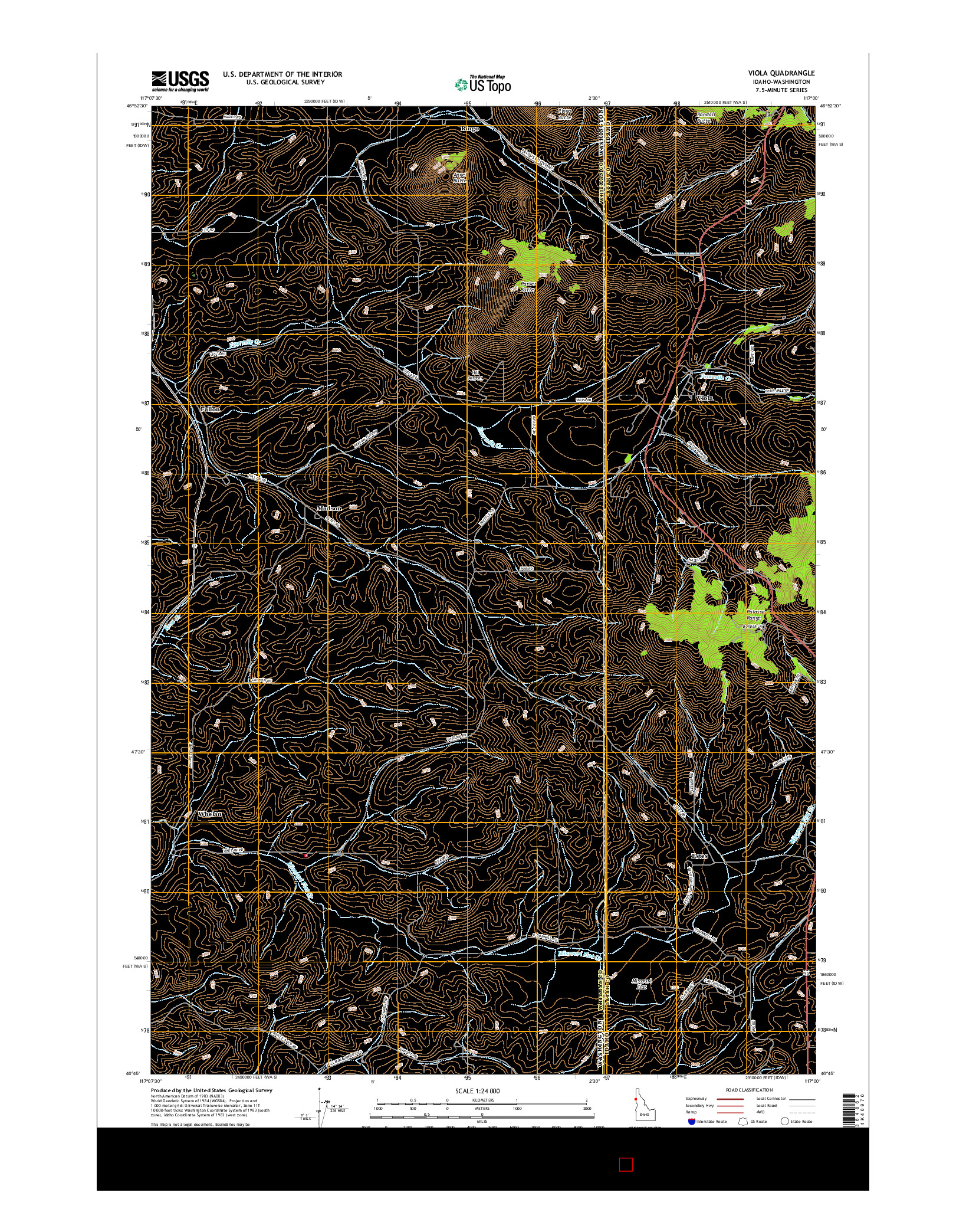 USGS US TOPO 7.5-MINUTE MAP FOR VIOLA, ID-WA 2017