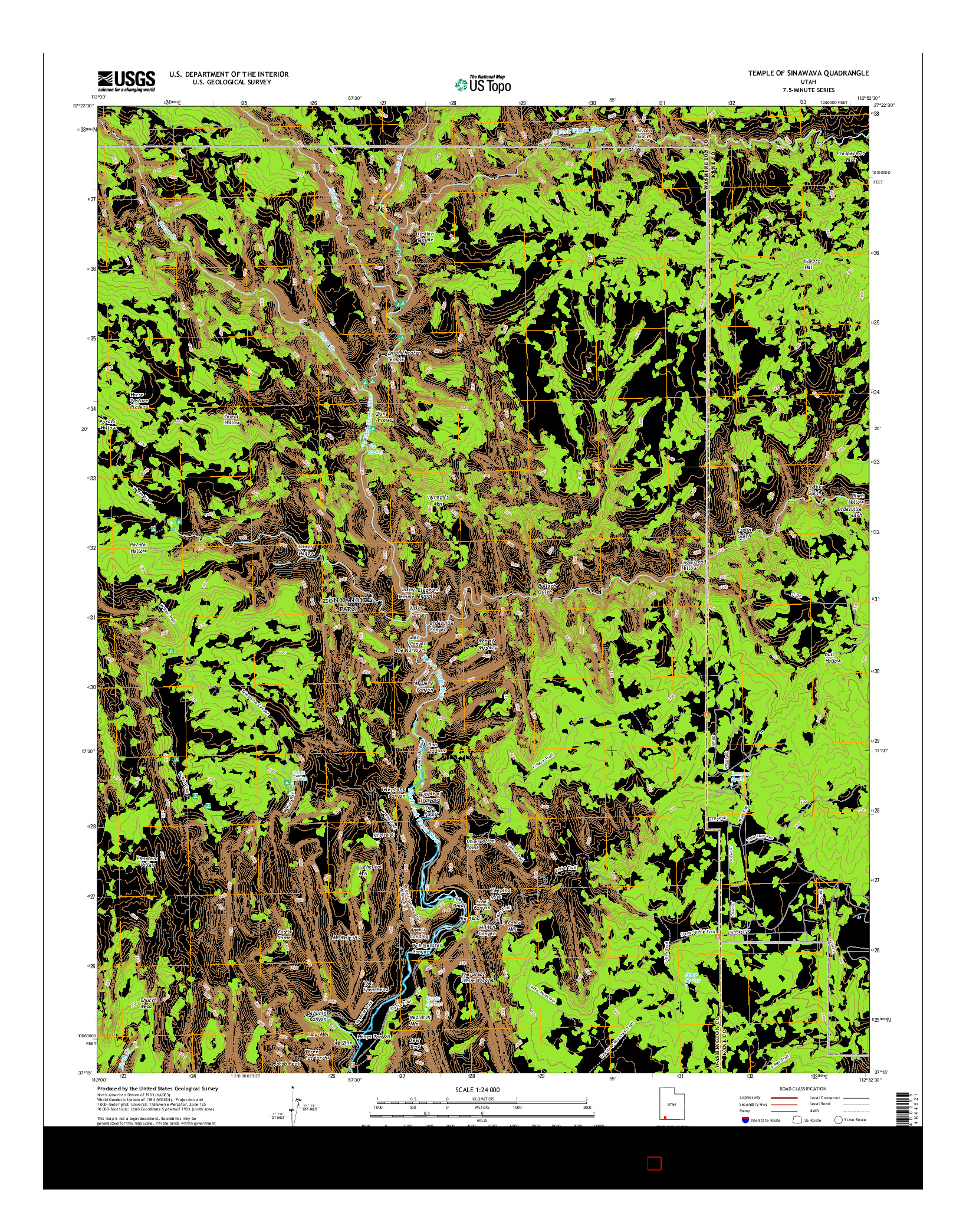 USGS US TOPO 7.5-MINUTE MAP FOR TEMPLE OF SINAWAVA, UT 2017