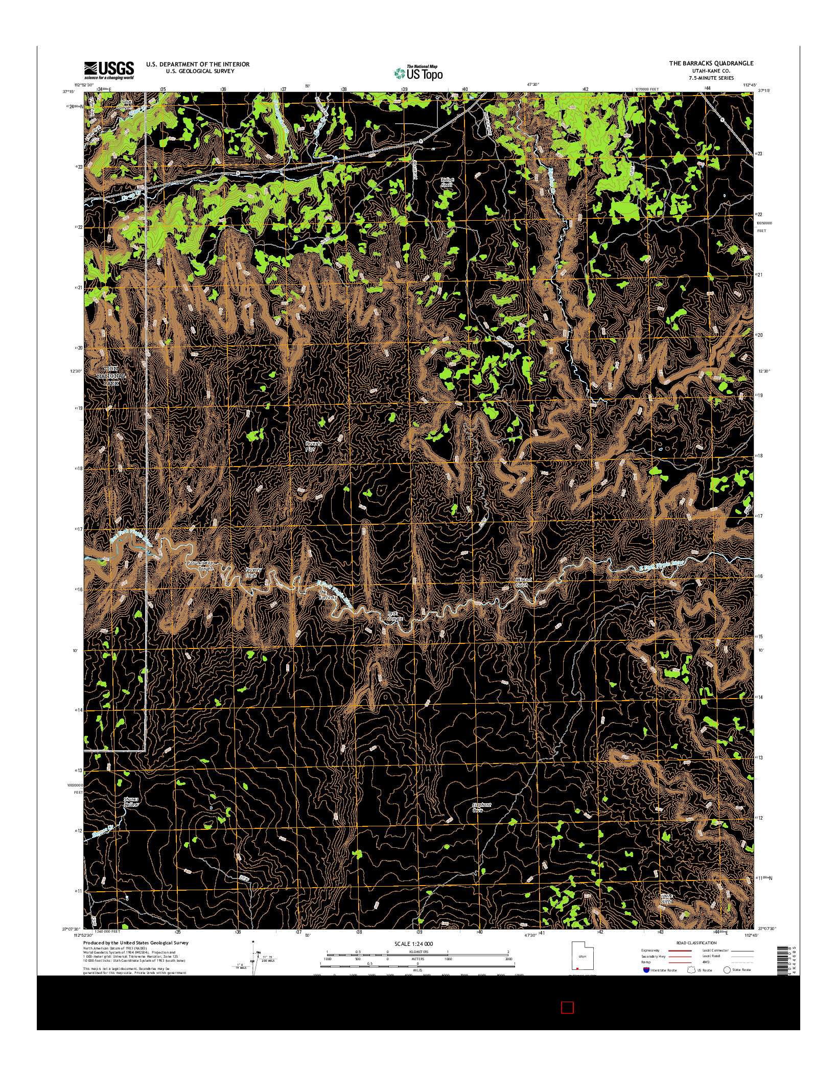 USGS US TOPO 7.5-MINUTE MAP FOR THE BARRACKS, UT 2017