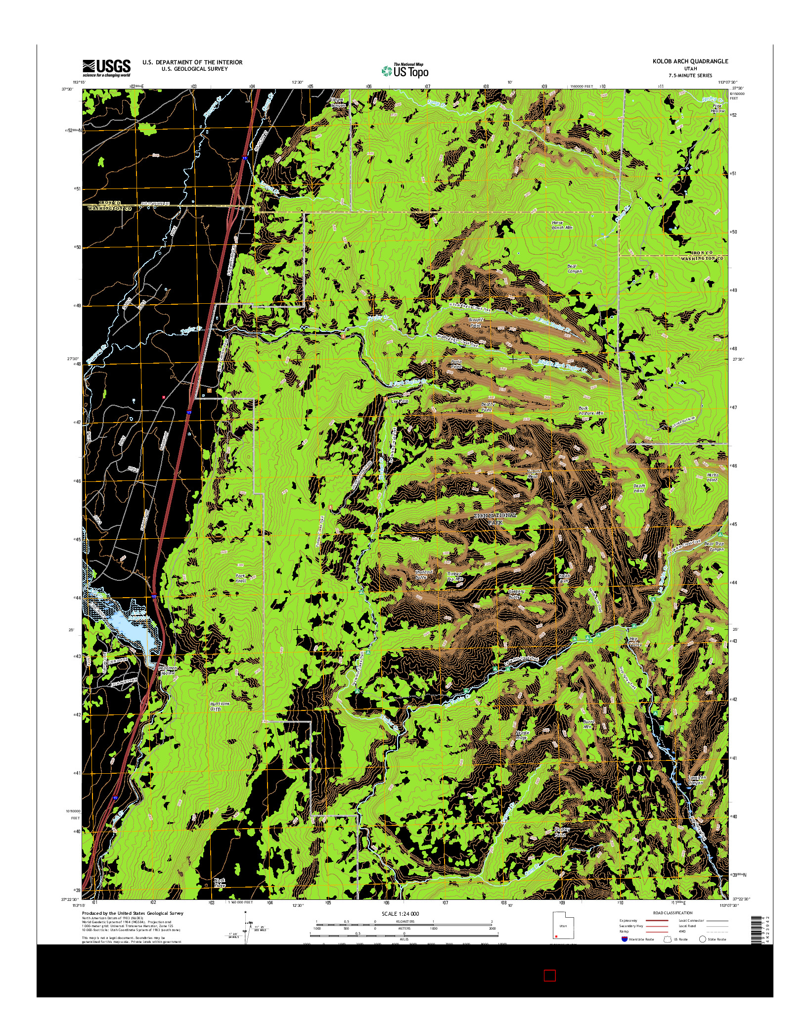 USGS US TOPO 7.5-MINUTE MAP FOR KOLOB ARCH, UT 2017