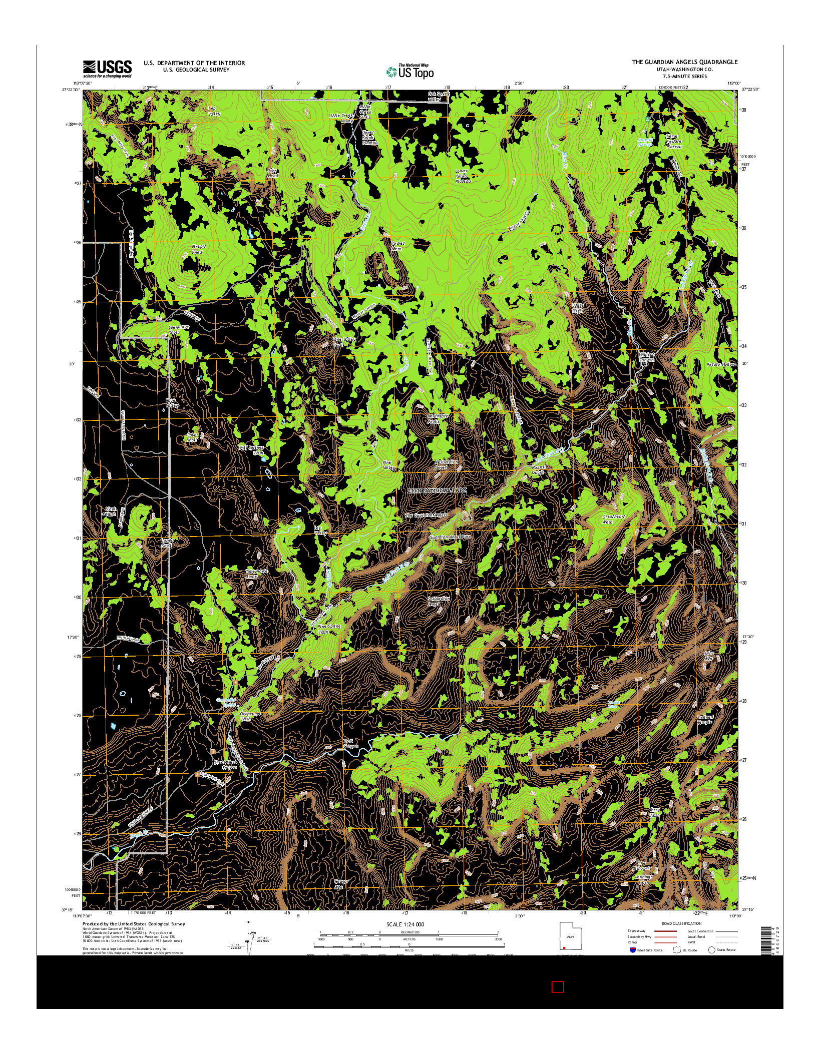 USGS US TOPO 7.5-MINUTE MAP FOR THE GUARDIAN ANGELS, UT 2017