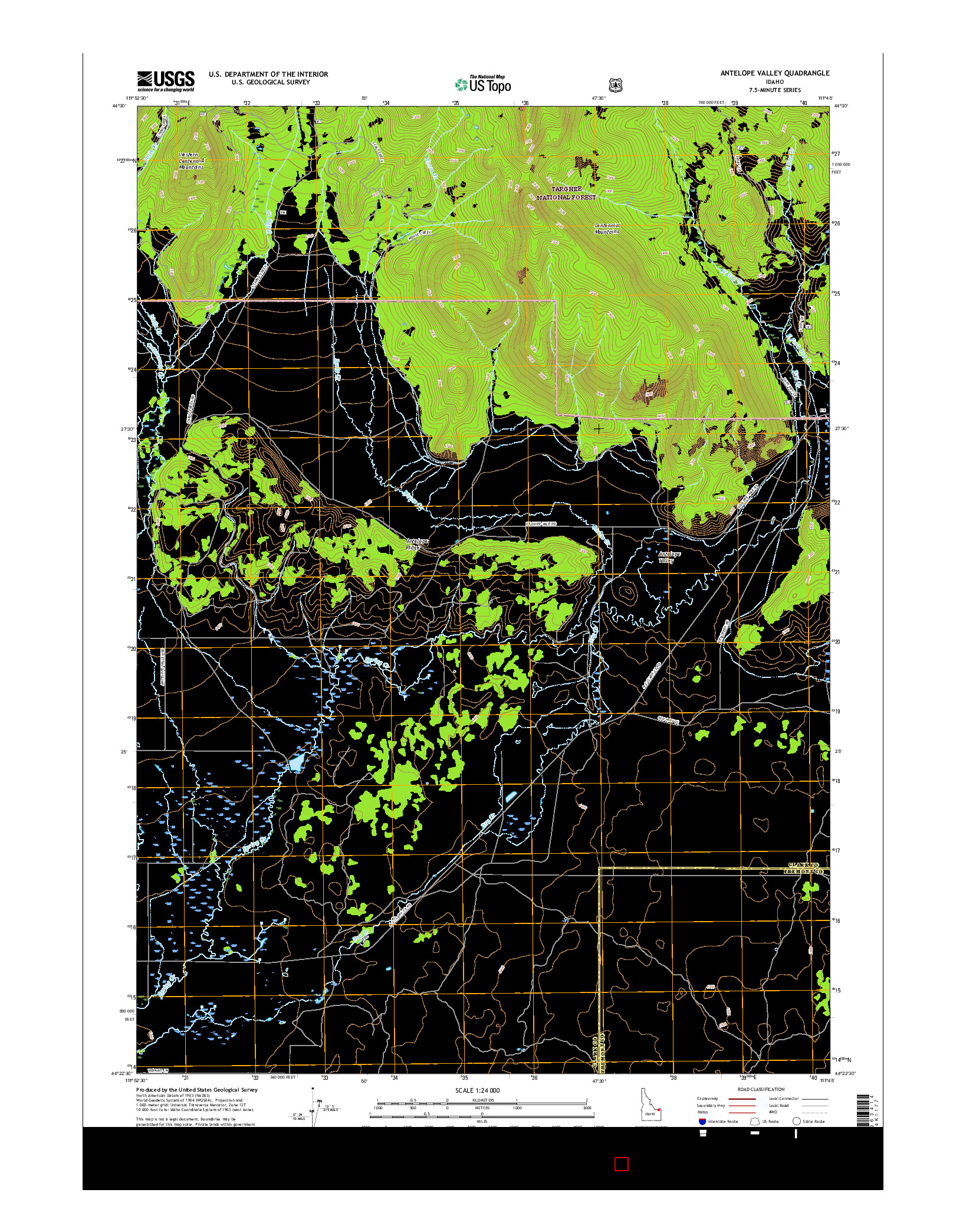 USGS US TOPO 7.5-MINUTE MAP FOR ANTELOPE VALLEY, ID 2017