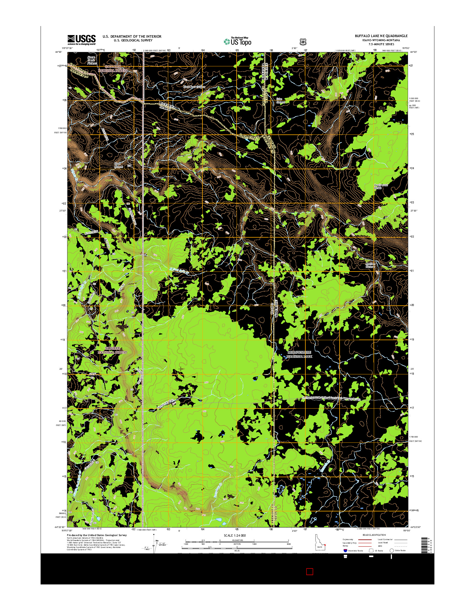 USGS US TOPO 7.5-MINUTE MAP FOR BUFFALO LAKE NE, ID-WY-MT 2017