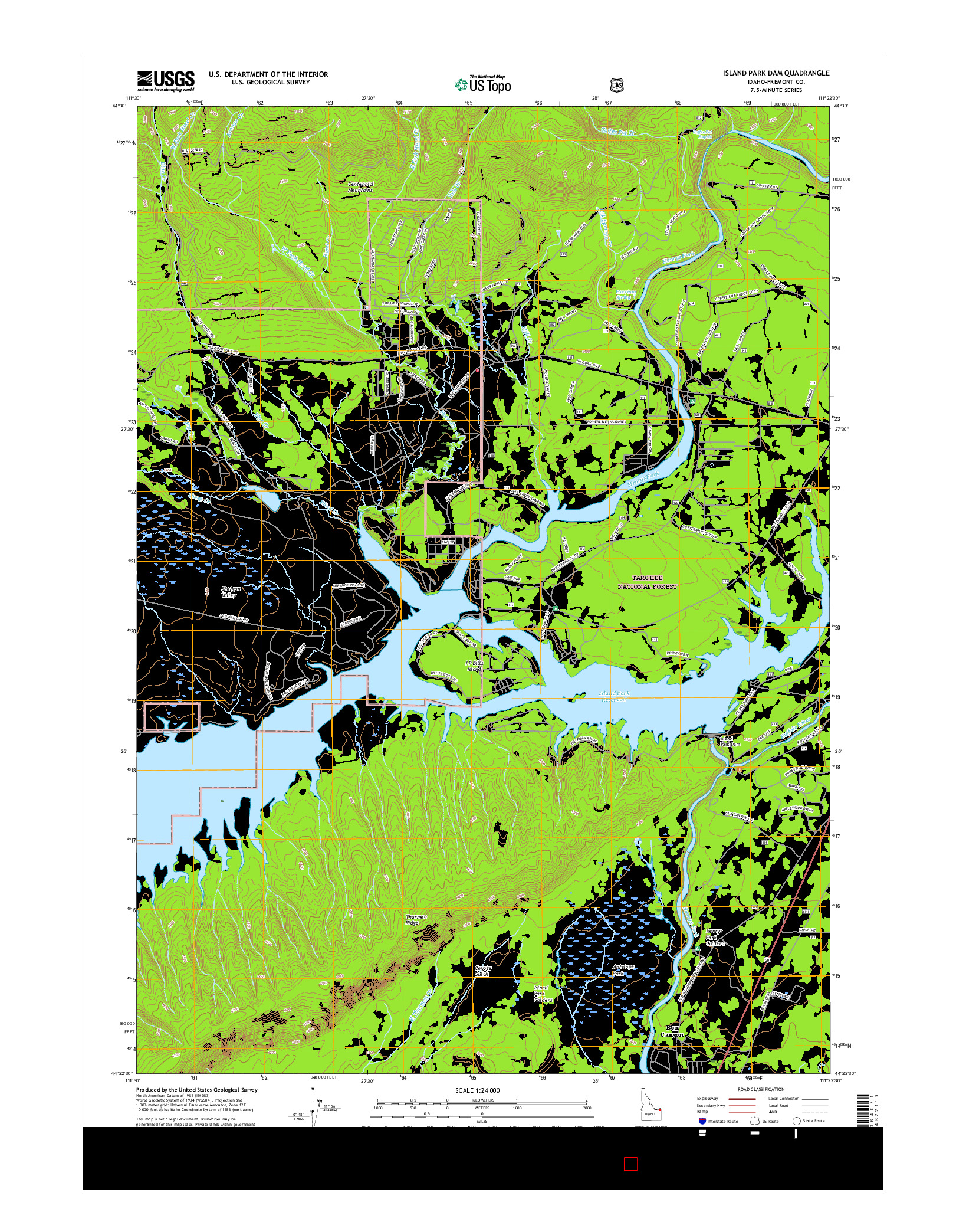 USGS US TOPO 7.5-MINUTE MAP FOR ISLAND PARK DAM, ID 2017