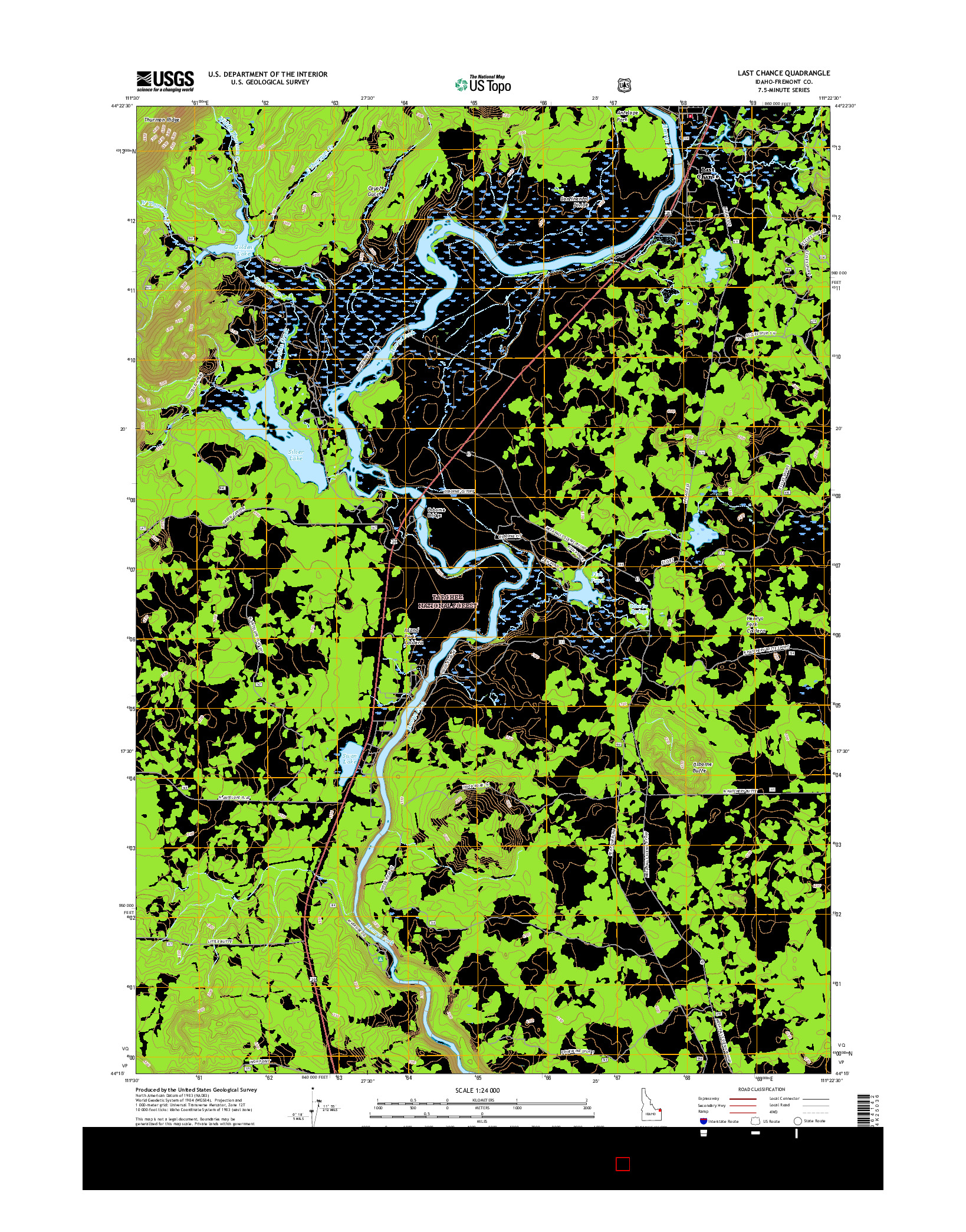 USGS US TOPO 7.5-MINUTE MAP FOR LAST CHANCE, ID 2017