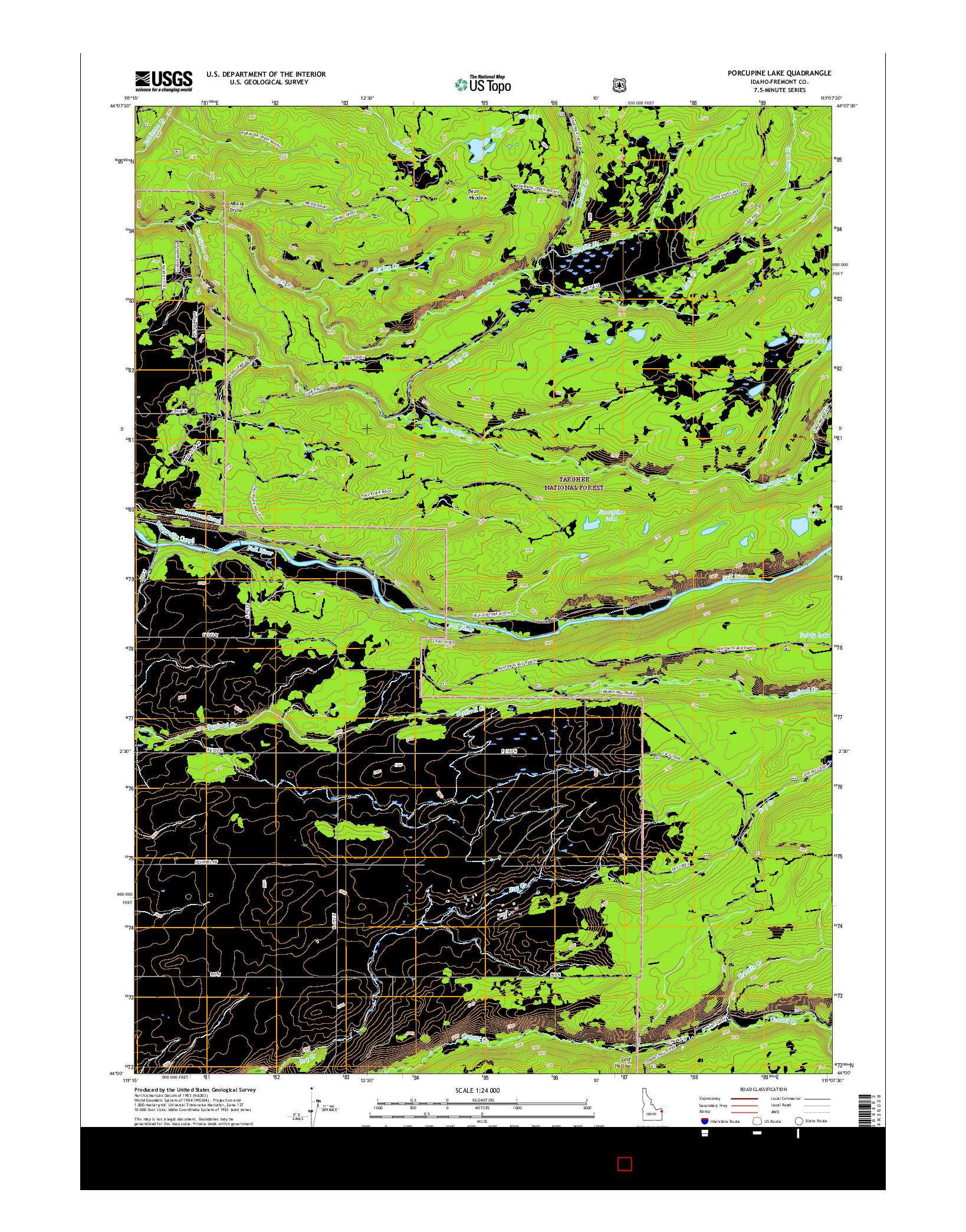 USGS US TOPO 7.5-MINUTE MAP FOR PORCUPINE LAKE, ID 2017