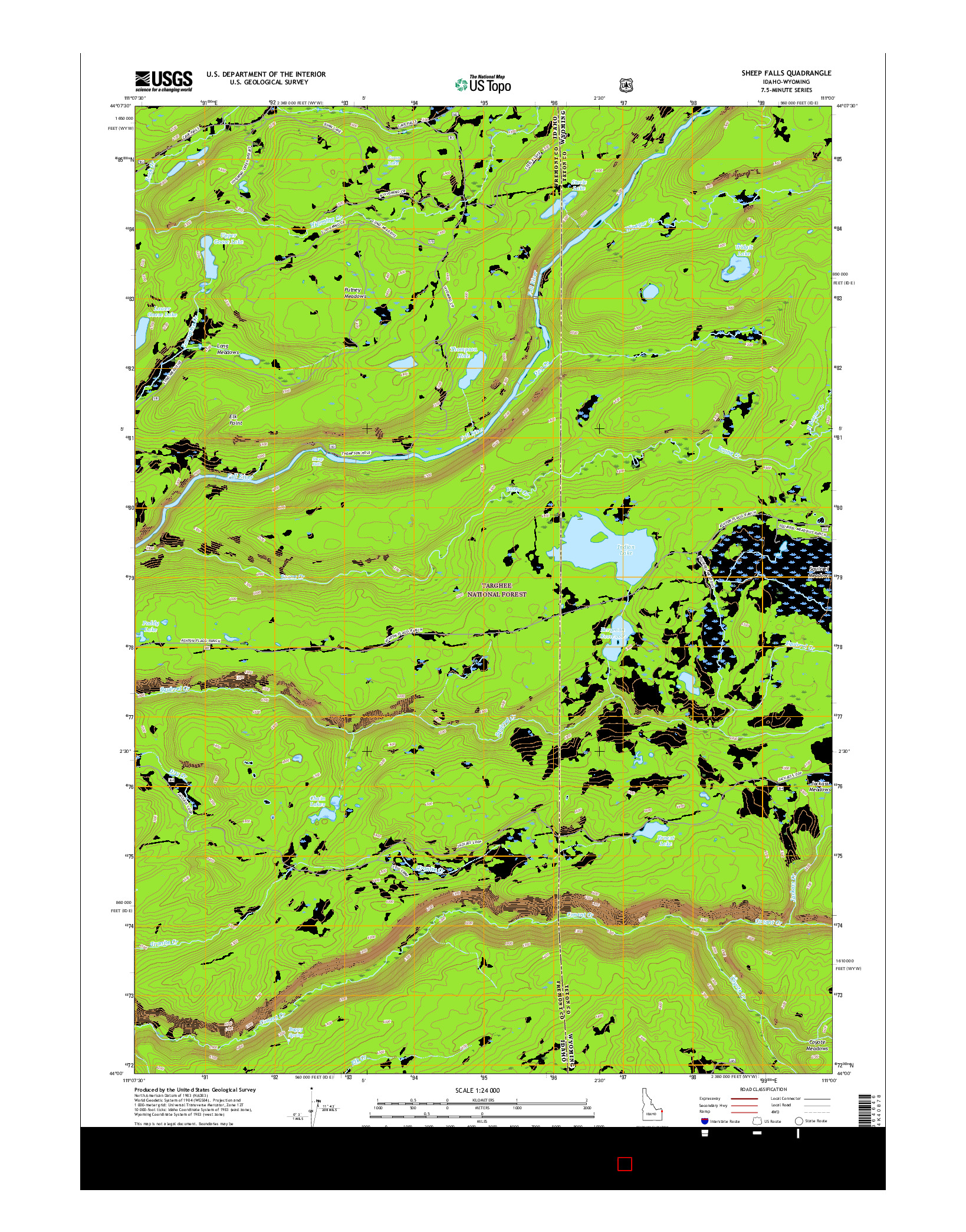 USGS US TOPO 7.5-MINUTE MAP FOR SHEEP FALLS, ID-WY 2017