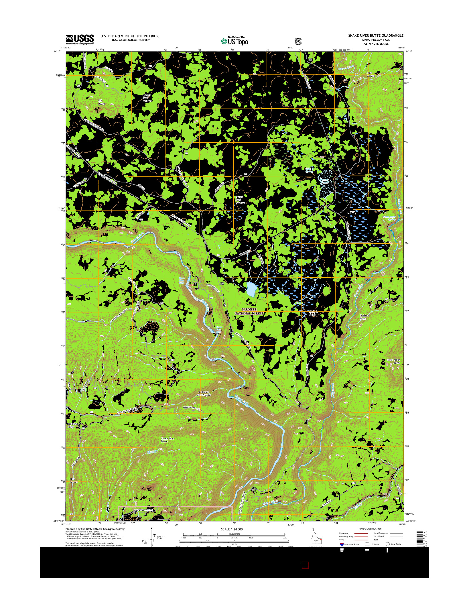 USGS US TOPO 7.5-MINUTE MAP FOR SNAKE RIVER BUTTE, ID 2017