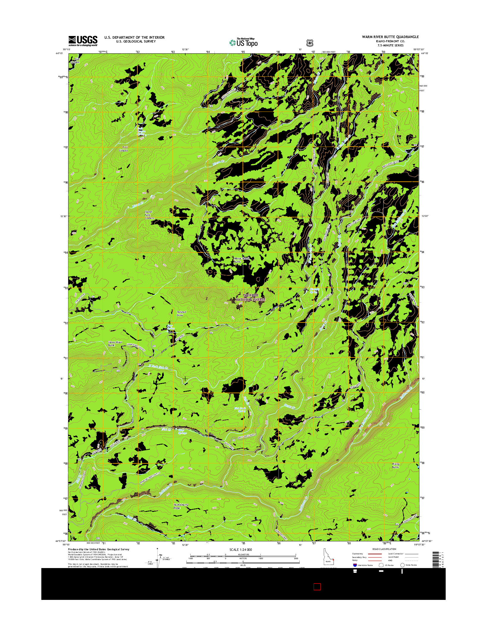 USGS US TOPO 7.5-MINUTE MAP FOR WARM RIVER BUTTE, ID 2017