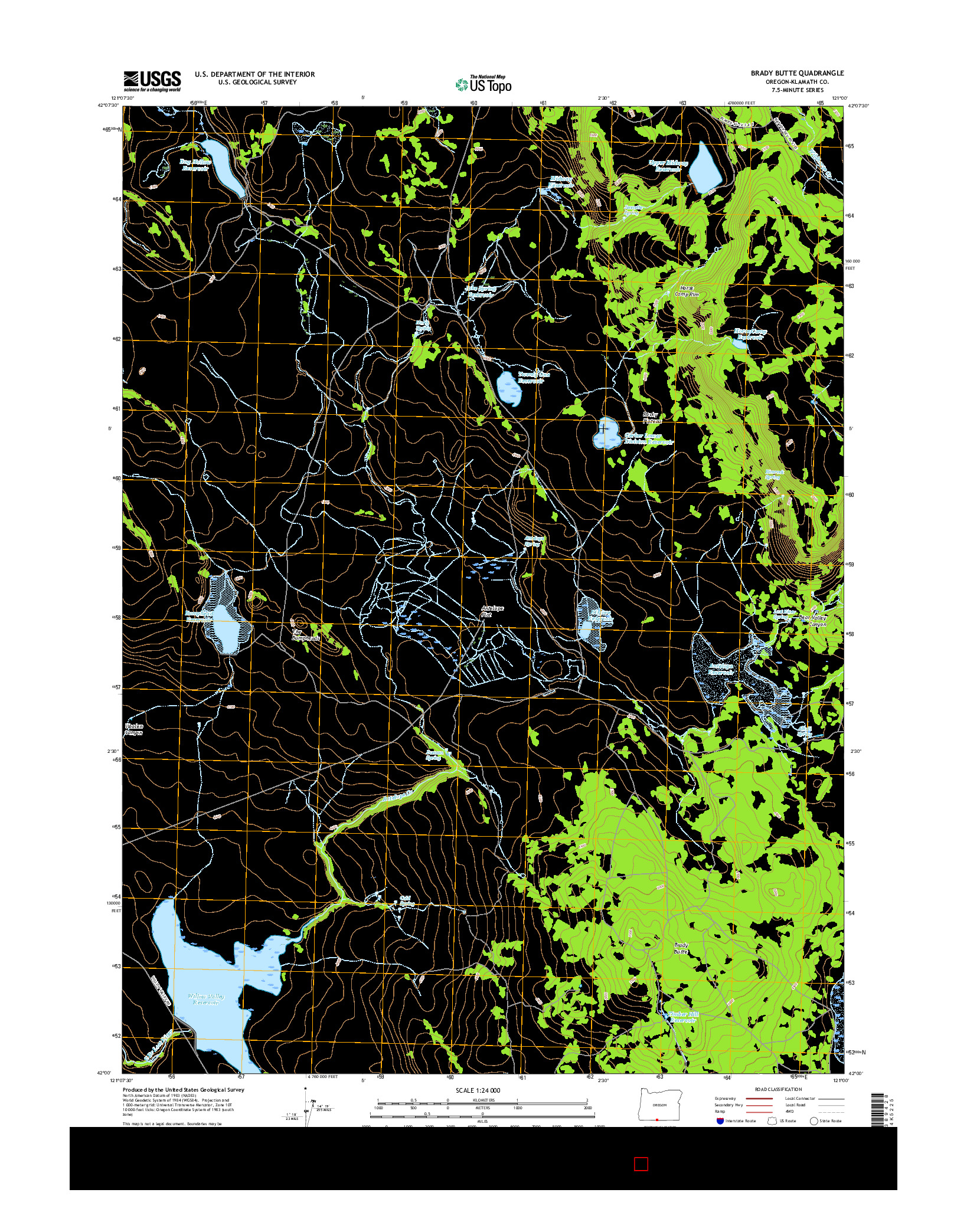 USGS US TOPO 7.5-MINUTE MAP FOR BRADY BUTTE, OR 2017