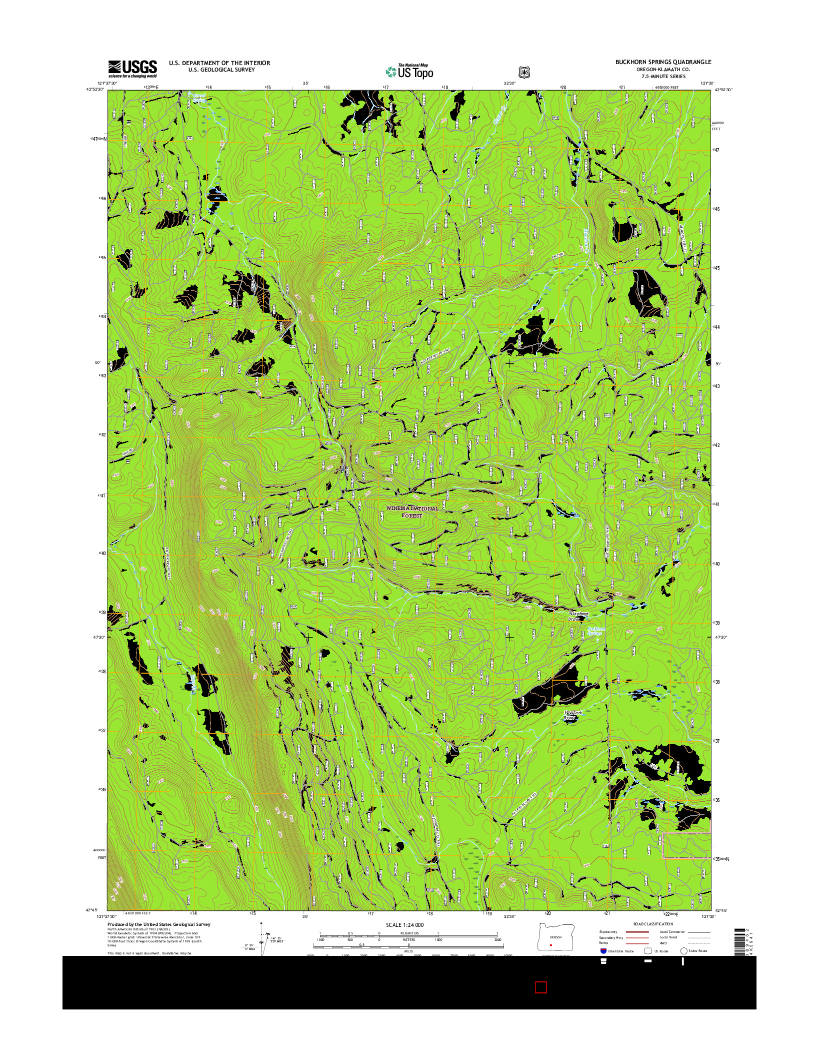 USGS US TOPO 7.5-MINUTE MAP FOR BUCKHORN SPRINGS, OR 2017