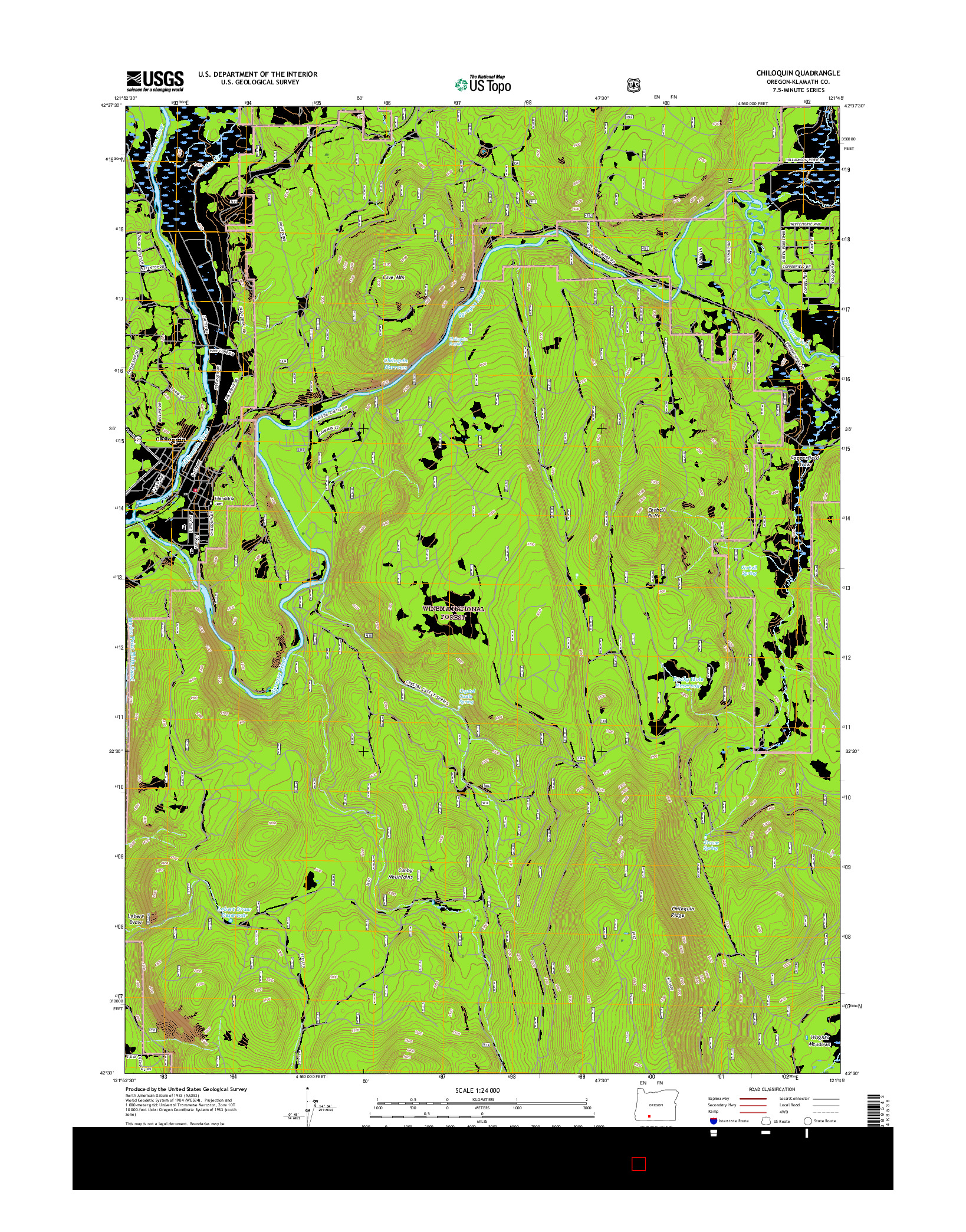 USGS US TOPO 7.5-MINUTE MAP FOR CHILOQUIN, OR 2017