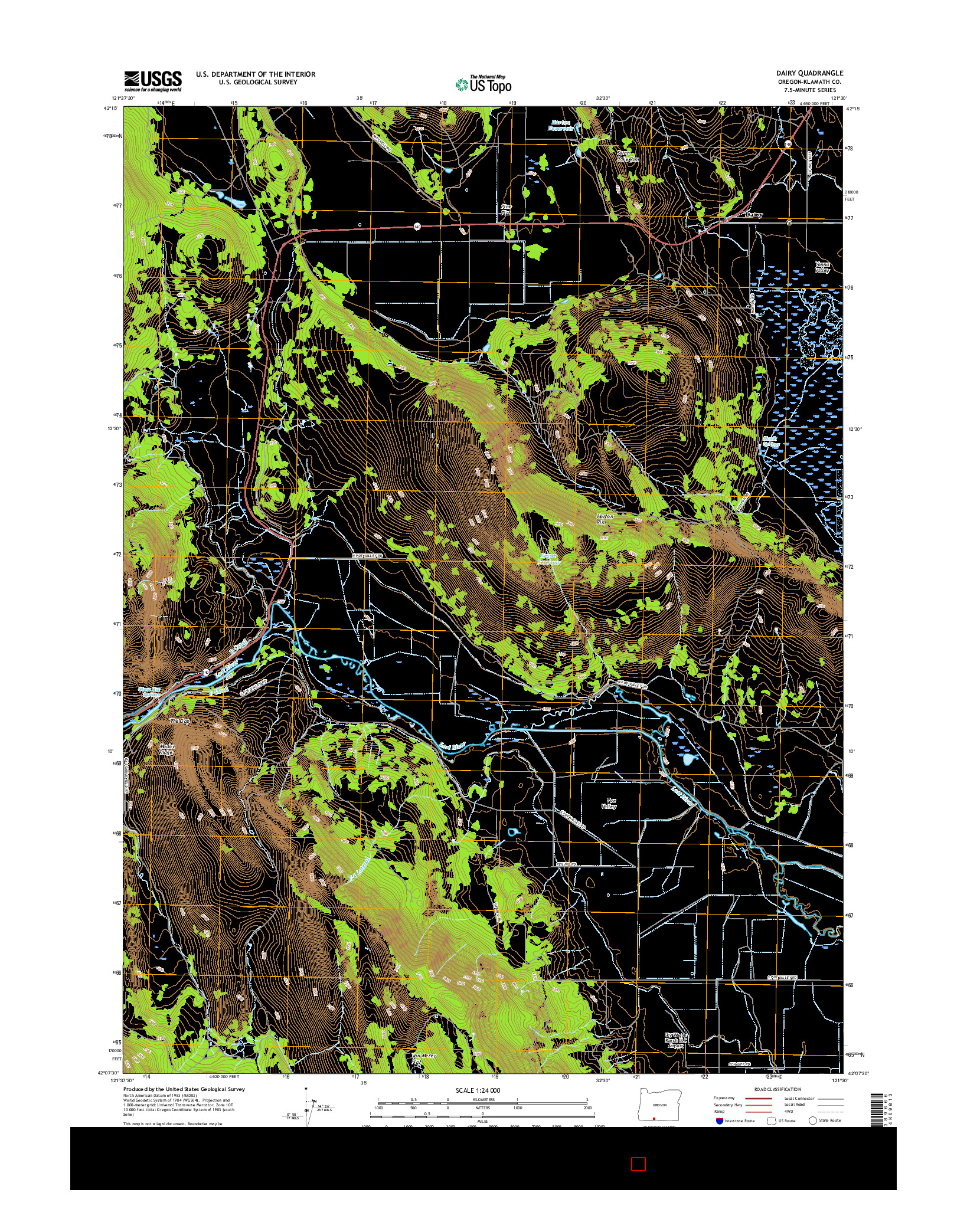 USGS US TOPO 7.5-MINUTE MAP FOR DAIRY, OR 2017