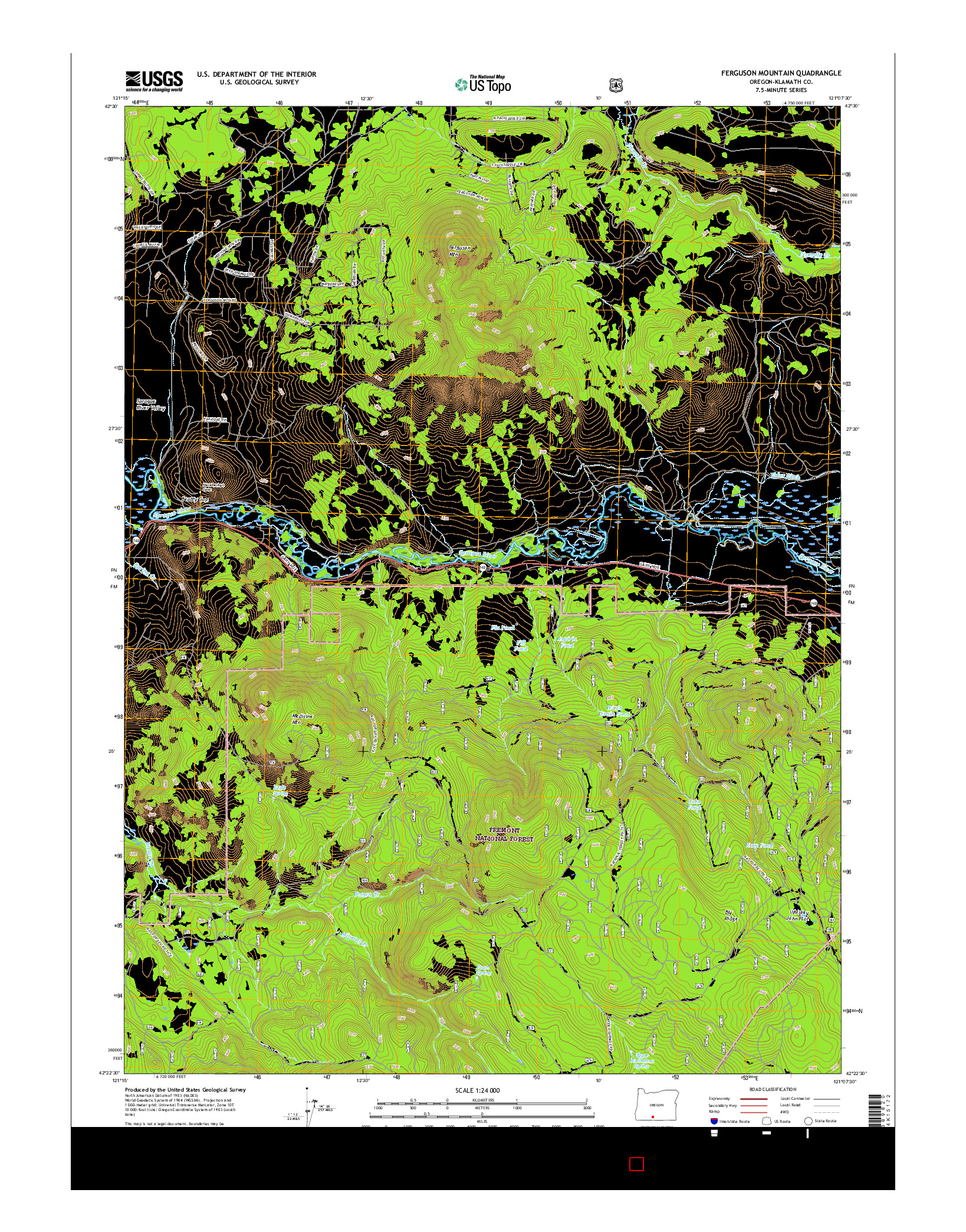 USGS US TOPO 7.5-MINUTE MAP FOR FERGUSON MOUNTAIN, OR 2017