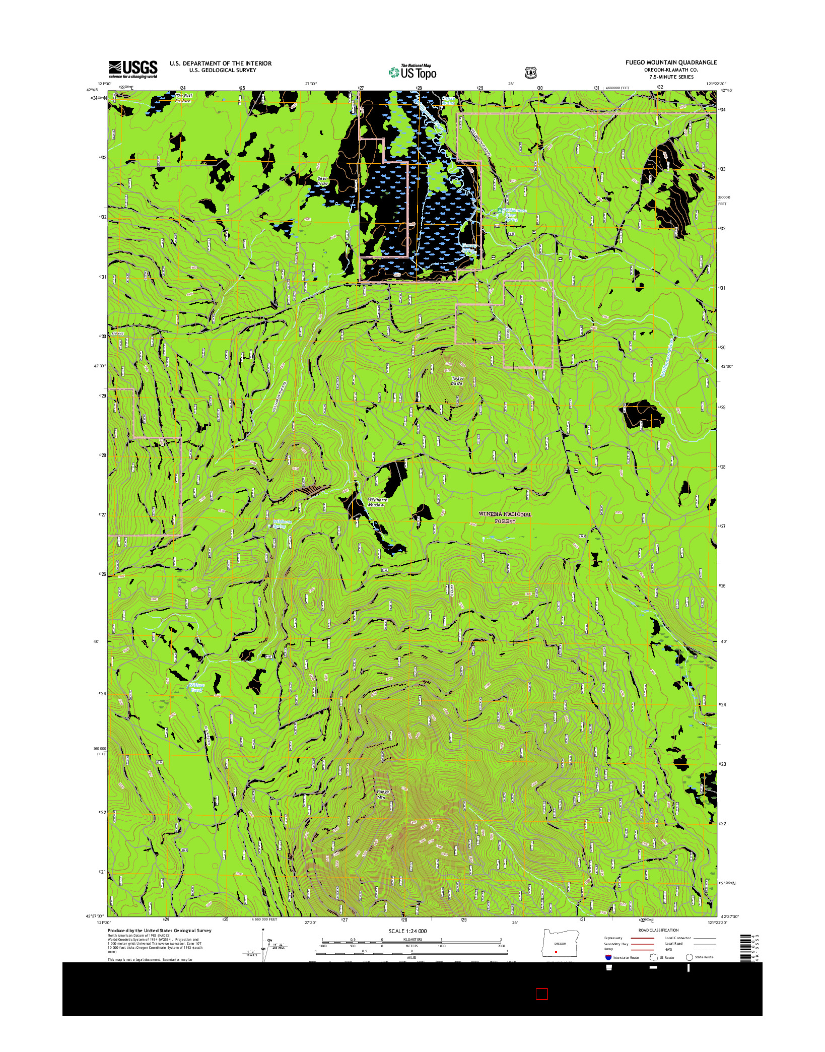 USGS US TOPO 7.5-MINUTE MAP FOR FUEGO MOUNTAIN, OR 2017