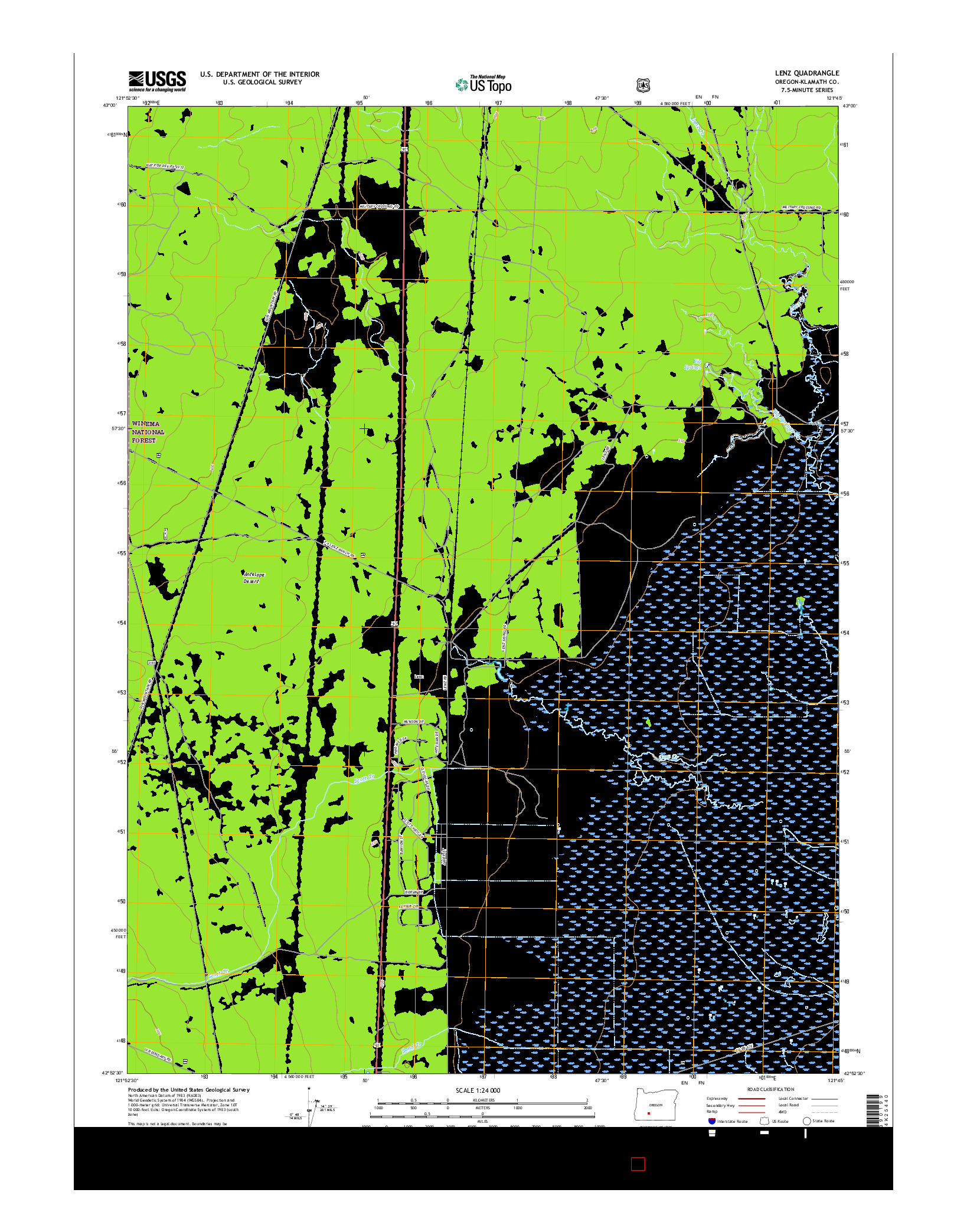 USGS US TOPO 7.5-MINUTE MAP FOR LENZ, OR 2017