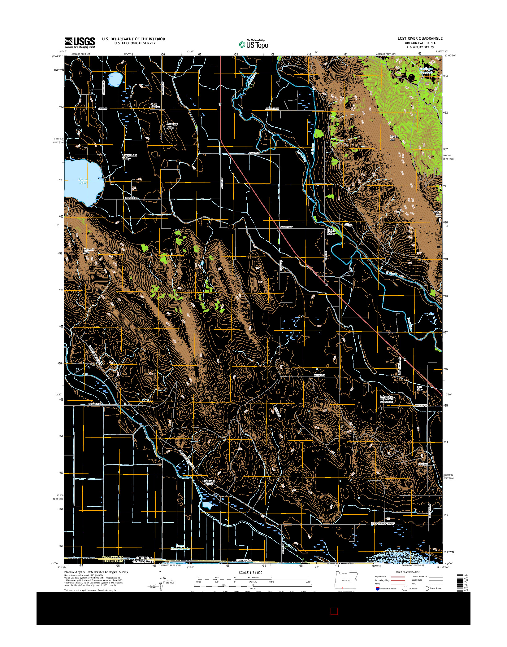 USGS US TOPO 7.5-MINUTE MAP FOR LOST RIVER, OR-CA 2017