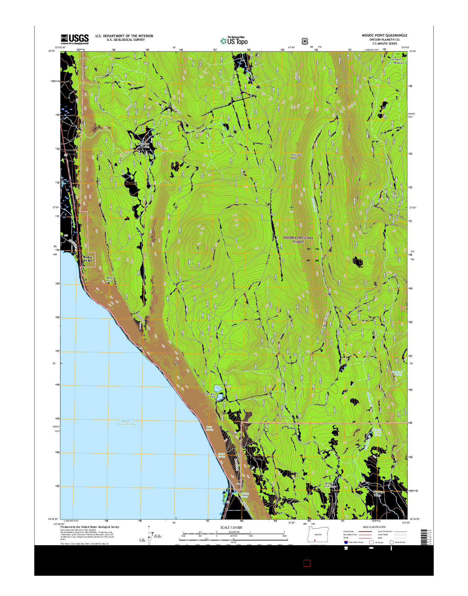USGS US TOPO 7.5-MINUTE MAP FOR MODOC POINT, OR 2017