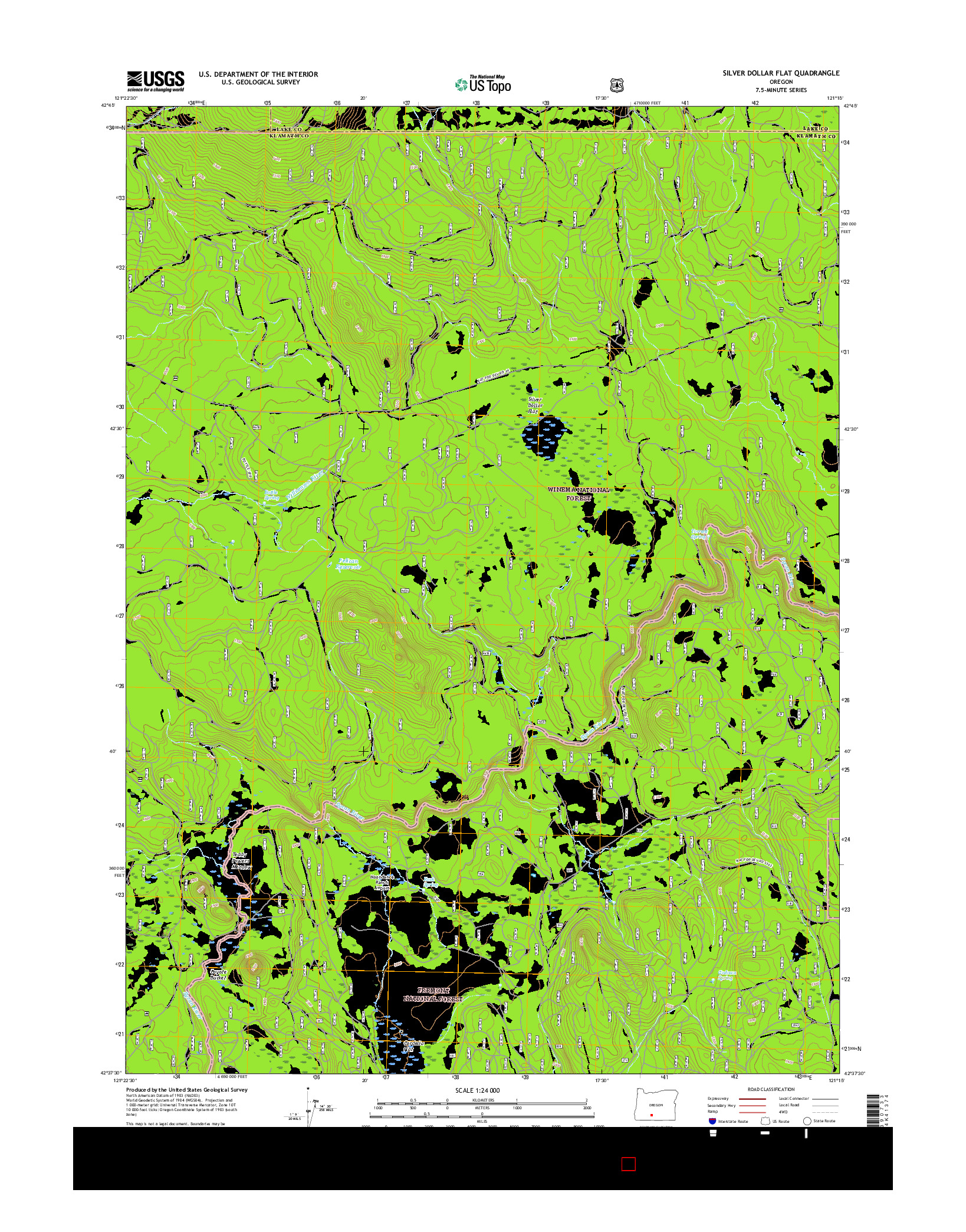 USGS US TOPO 7.5-MINUTE MAP FOR SILVER DOLLAR FLAT, OR 2017