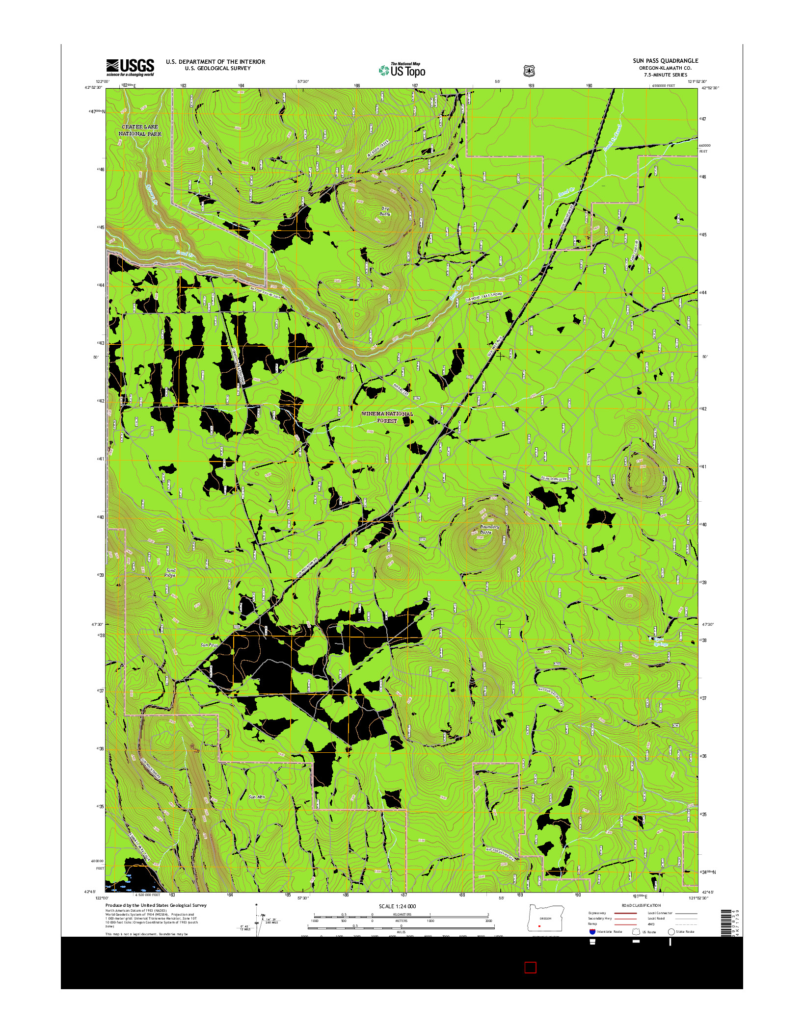 USGS US TOPO 7.5-MINUTE MAP FOR SUN PASS, OR 2017