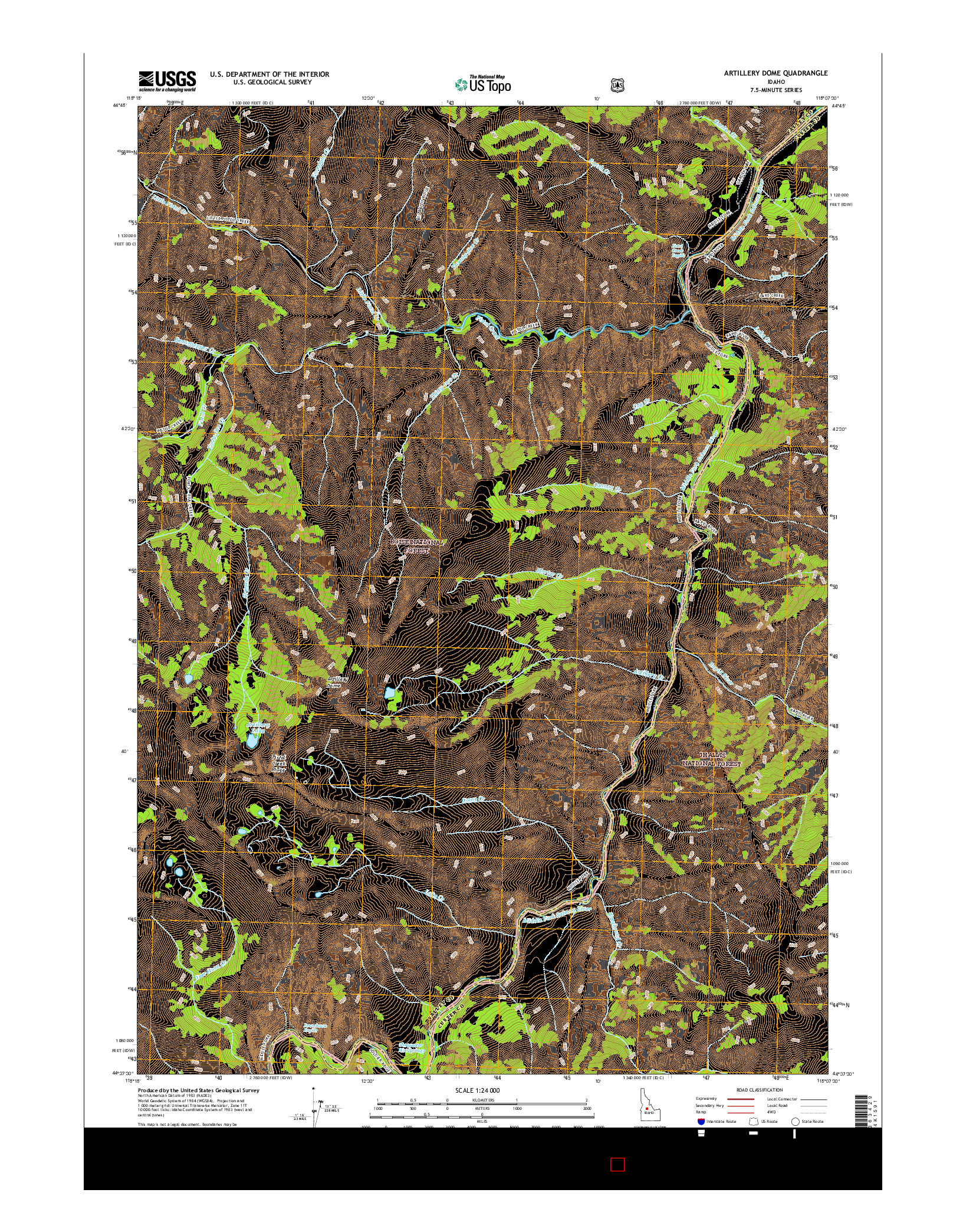 USGS US TOPO 7.5-MINUTE MAP FOR ARTILLERY DOME, ID 2017