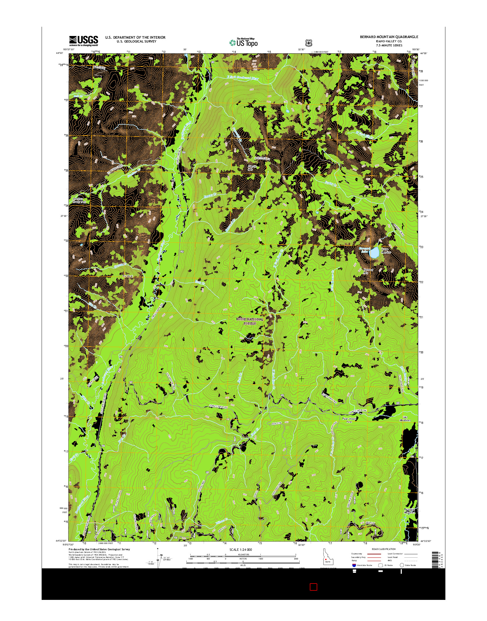 USGS US TOPO 7.5-MINUTE MAP FOR BERNARD MOUNTAIN, ID 2017