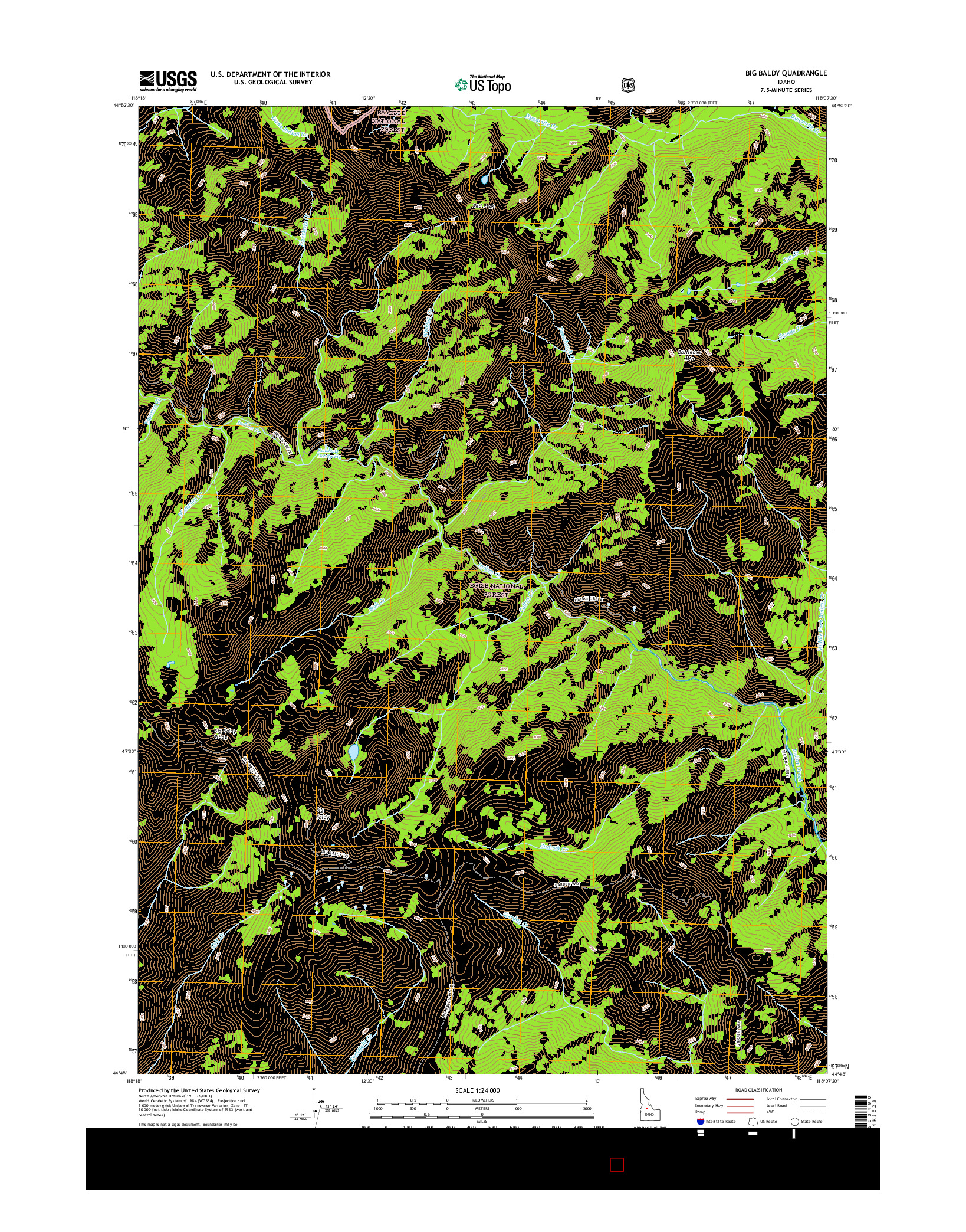 USGS US TOPO 7.5-MINUTE MAP FOR BIG BALDY, ID 2017