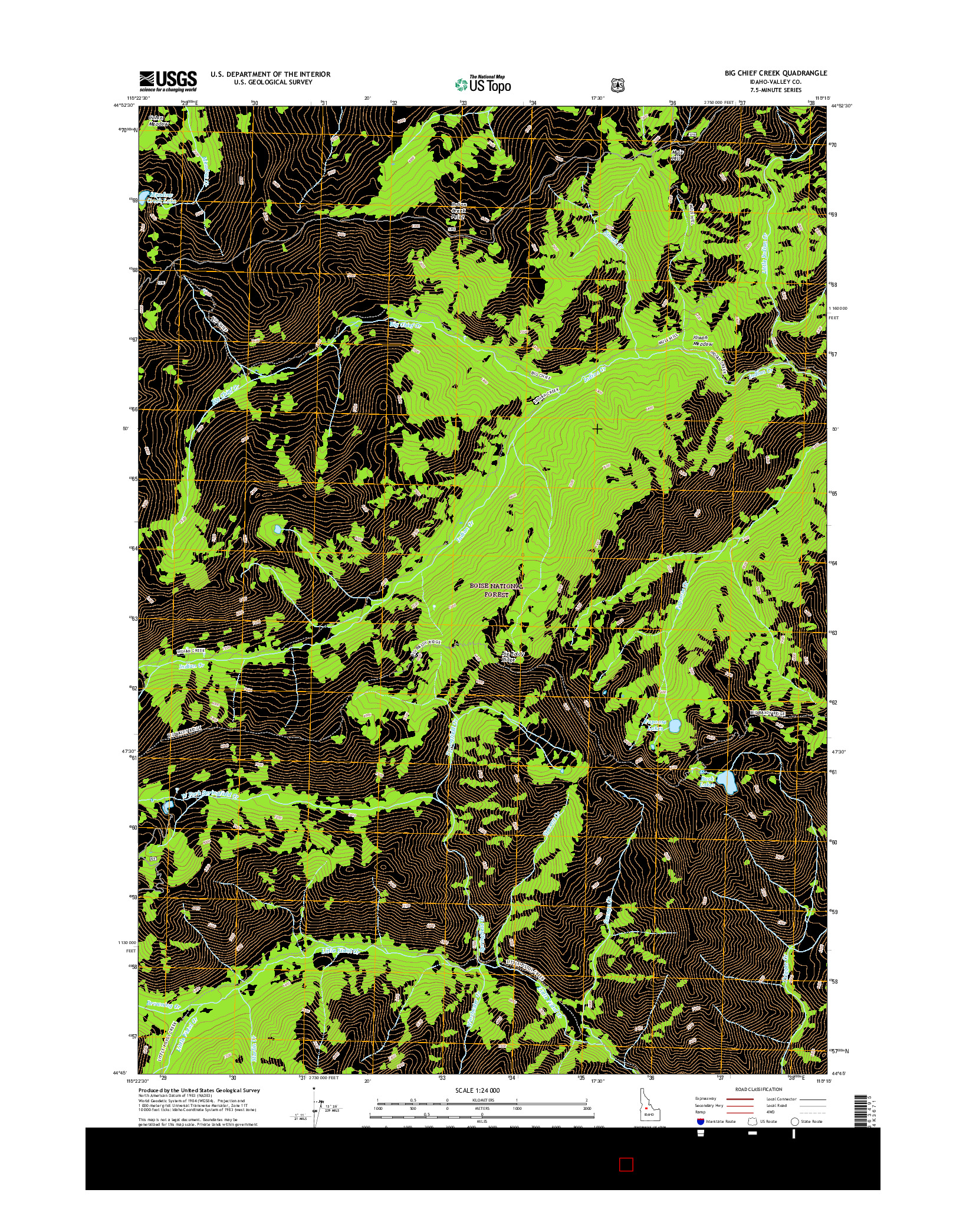 USGS US TOPO 7.5-MINUTE MAP FOR BIG CHIEF CREEK, ID 2017