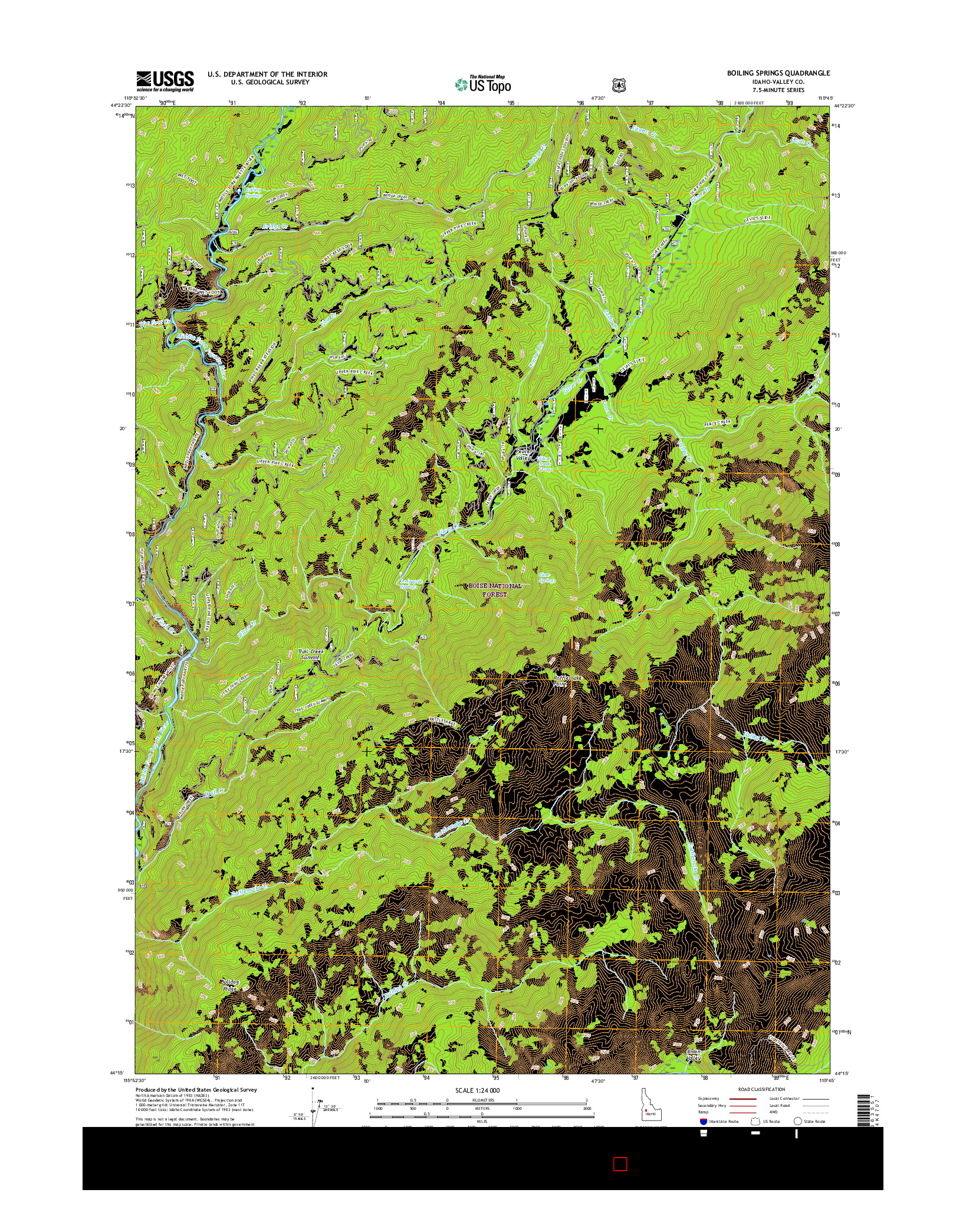 USGS US TOPO 7.5-MINUTE MAP FOR BOILING SPRINGS, ID 2017