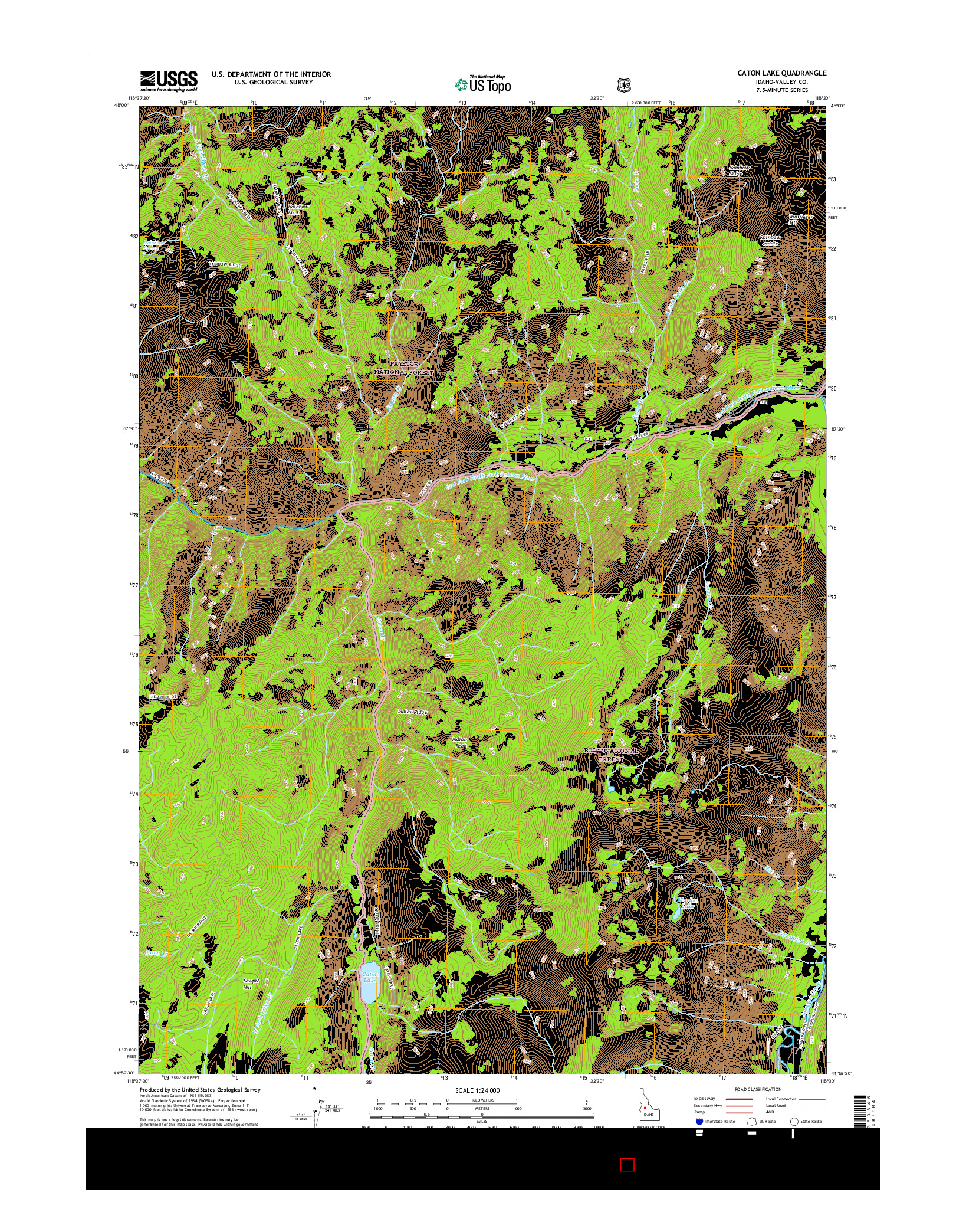 USGS US TOPO 7.5-MINUTE MAP FOR CATON LAKE, ID 2017