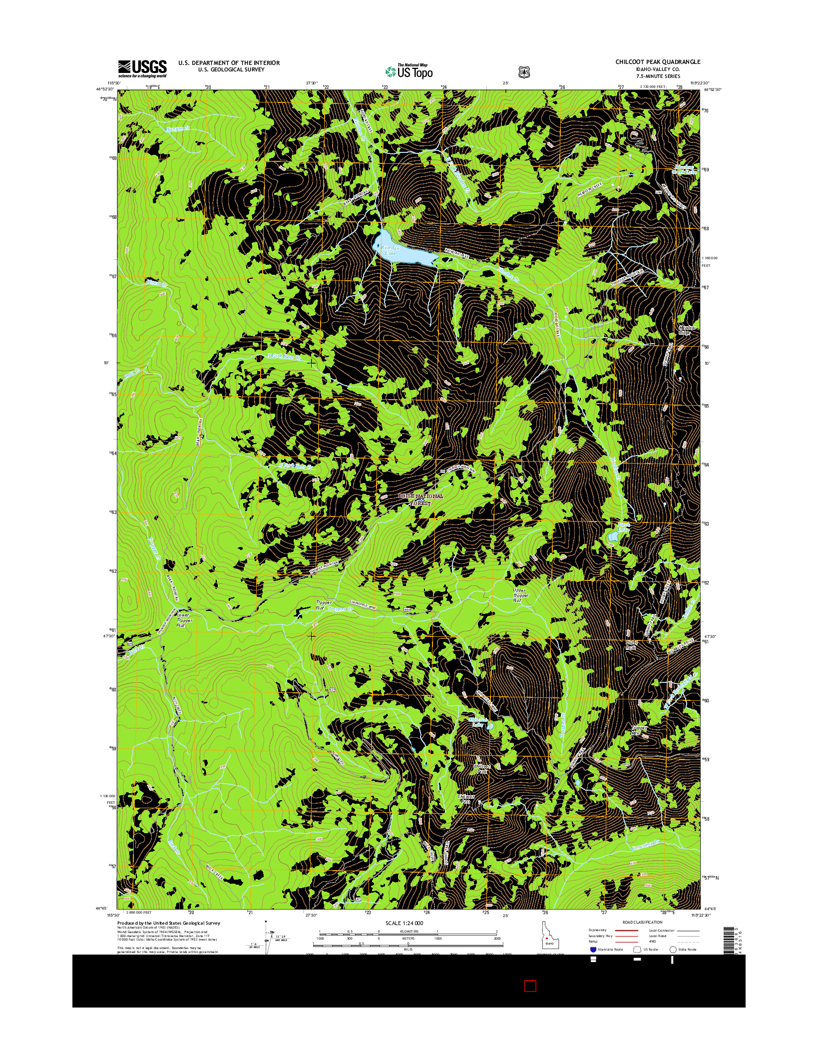 USGS US TOPO 7.5-MINUTE MAP FOR CHILCOOT PEAK, ID 2017