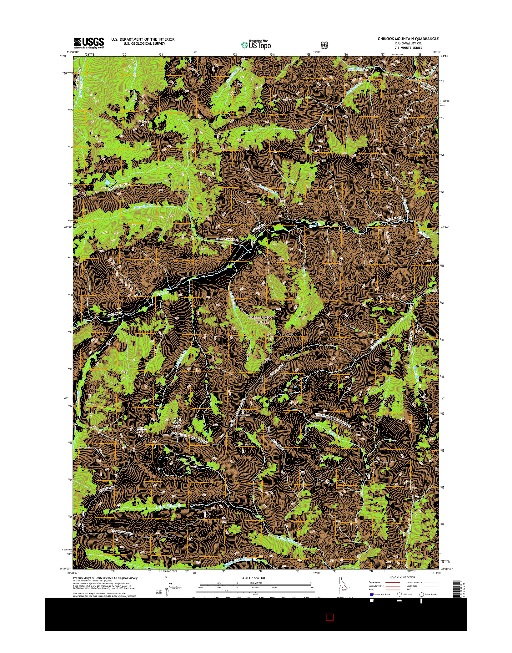 USGS US TOPO 7.5-MINUTE MAP FOR CHINOOK MOUNTAIN, ID 2017