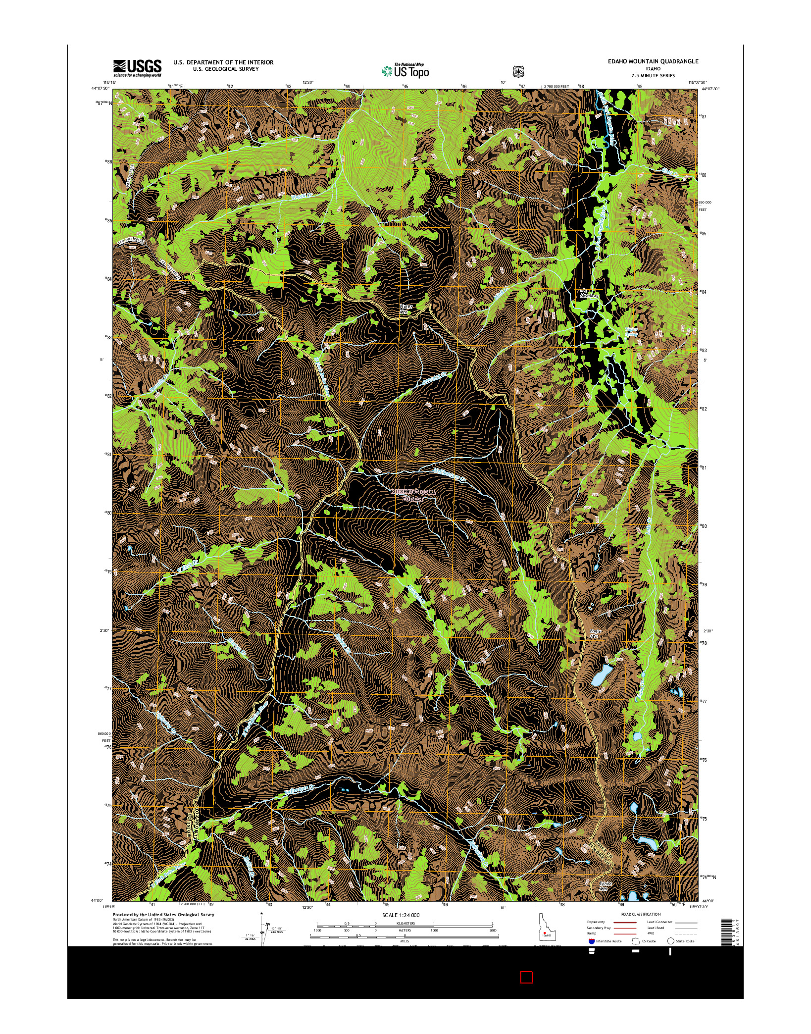 USGS US TOPO 7.5-MINUTE MAP FOR EDAHO MOUNTAIN, ID 2017