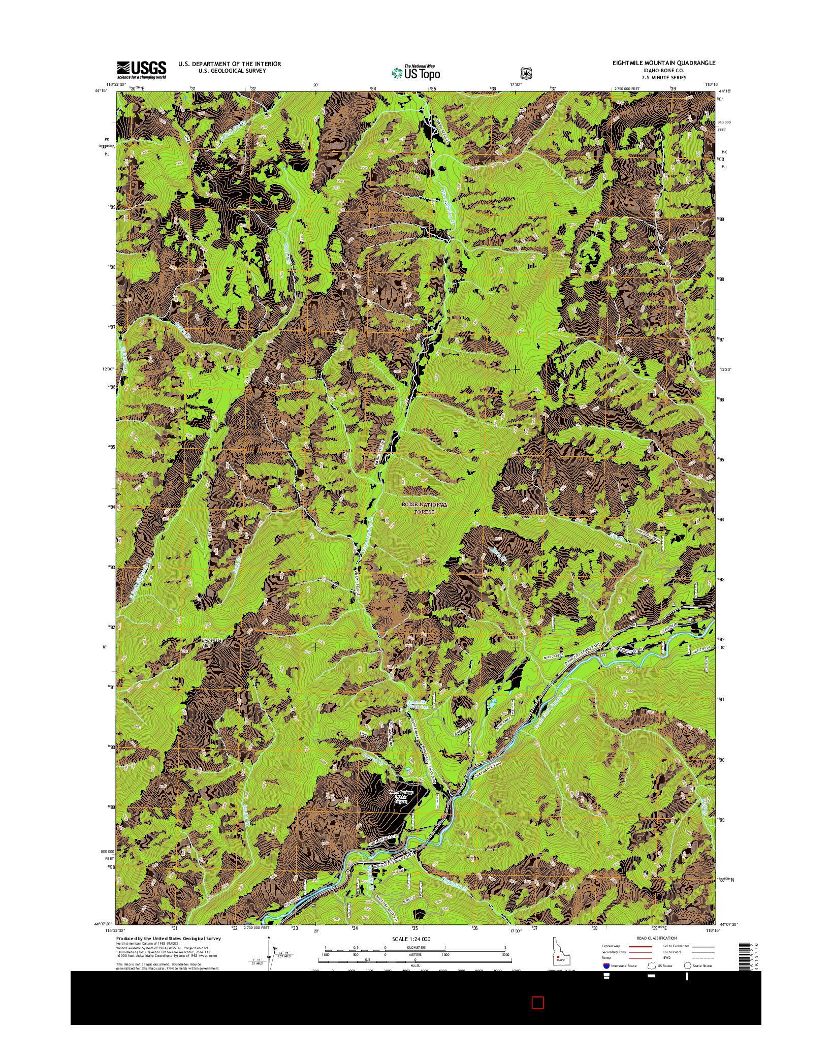 USGS US TOPO 7.5-MINUTE MAP FOR EIGHTMILE MOUNTAIN, ID 2017