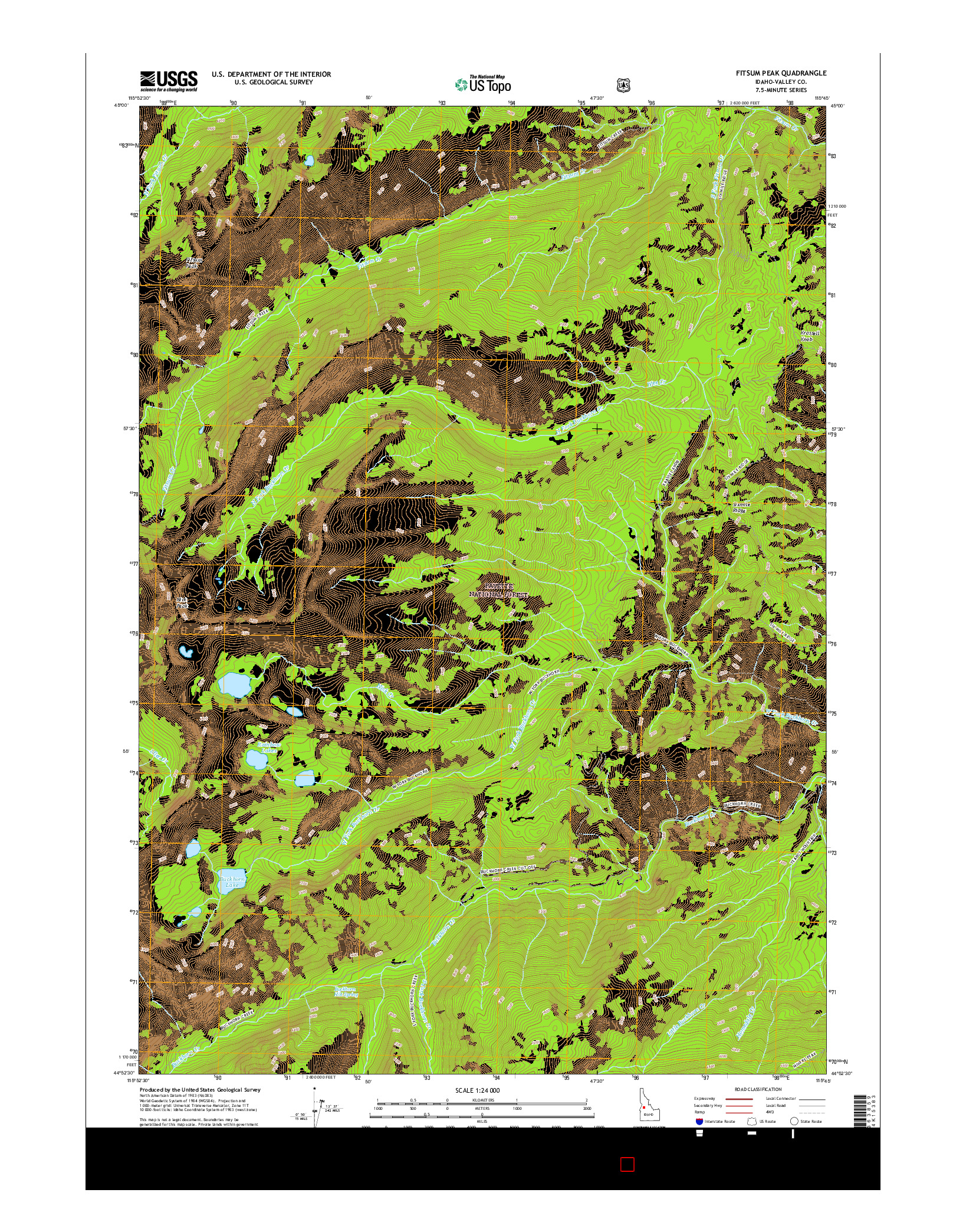 USGS US TOPO 7.5-MINUTE MAP FOR FITSUM PEAK, ID 2017