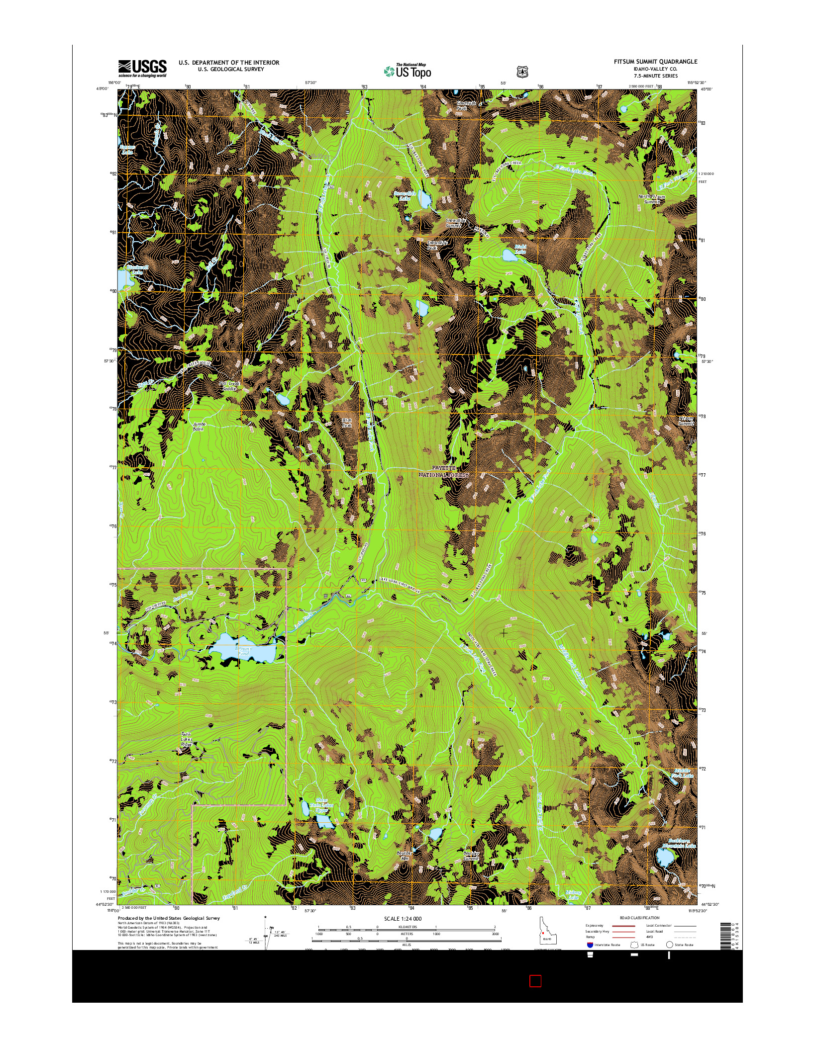 USGS US TOPO 7.5-MINUTE MAP FOR FITSUM SUMMIT, ID 2017