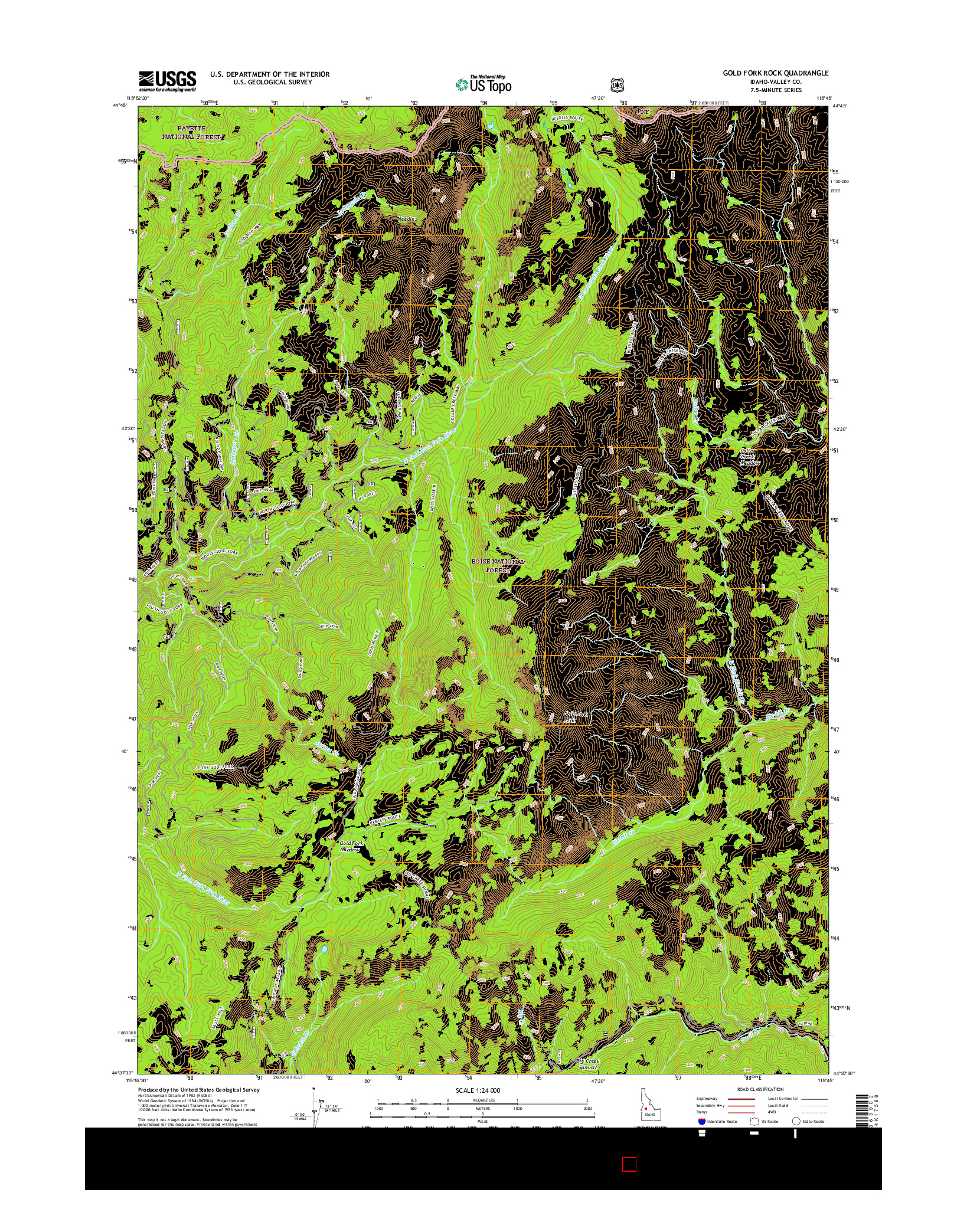 USGS US TOPO 7.5-MINUTE MAP FOR GOLD FORK ROCK, ID 2017