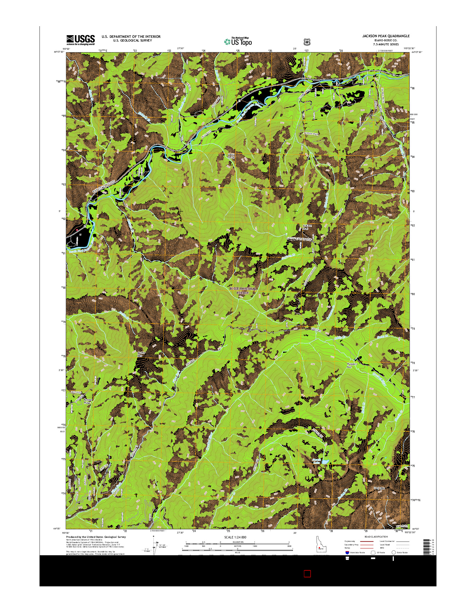 USGS US TOPO 7.5-MINUTE MAP FOR JACKSON PEAK, ID 2017