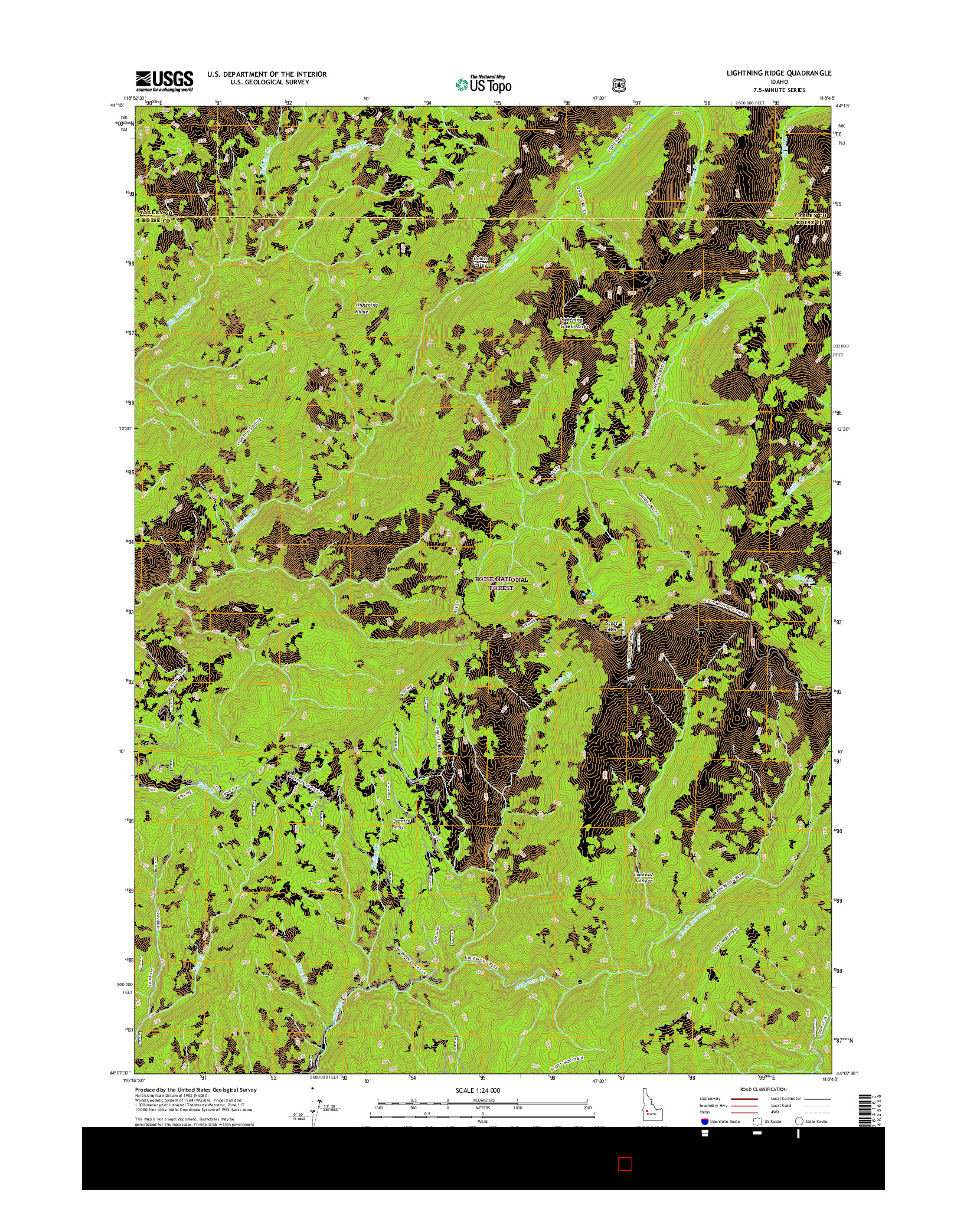 USGS US TOPO 7.5-MINUTE MAP FOR LIGHTNING RIDGE, ID 2017