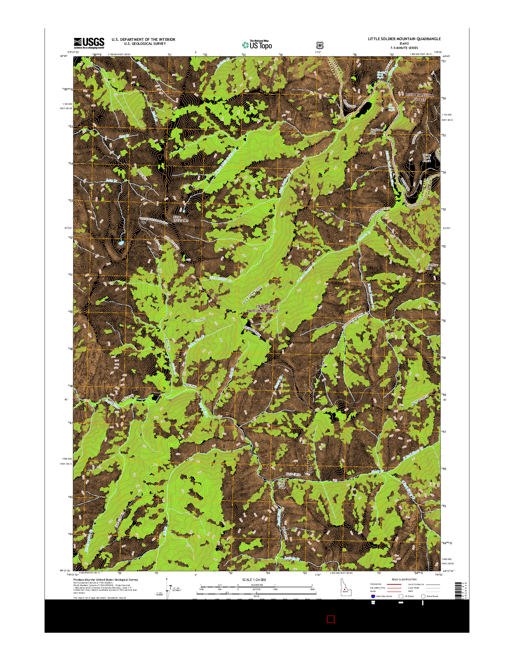 USGS US TOPO 7.5-MINUTE MAP FOR LITTLE SOLDIER MOUNTAIN, ID 2017