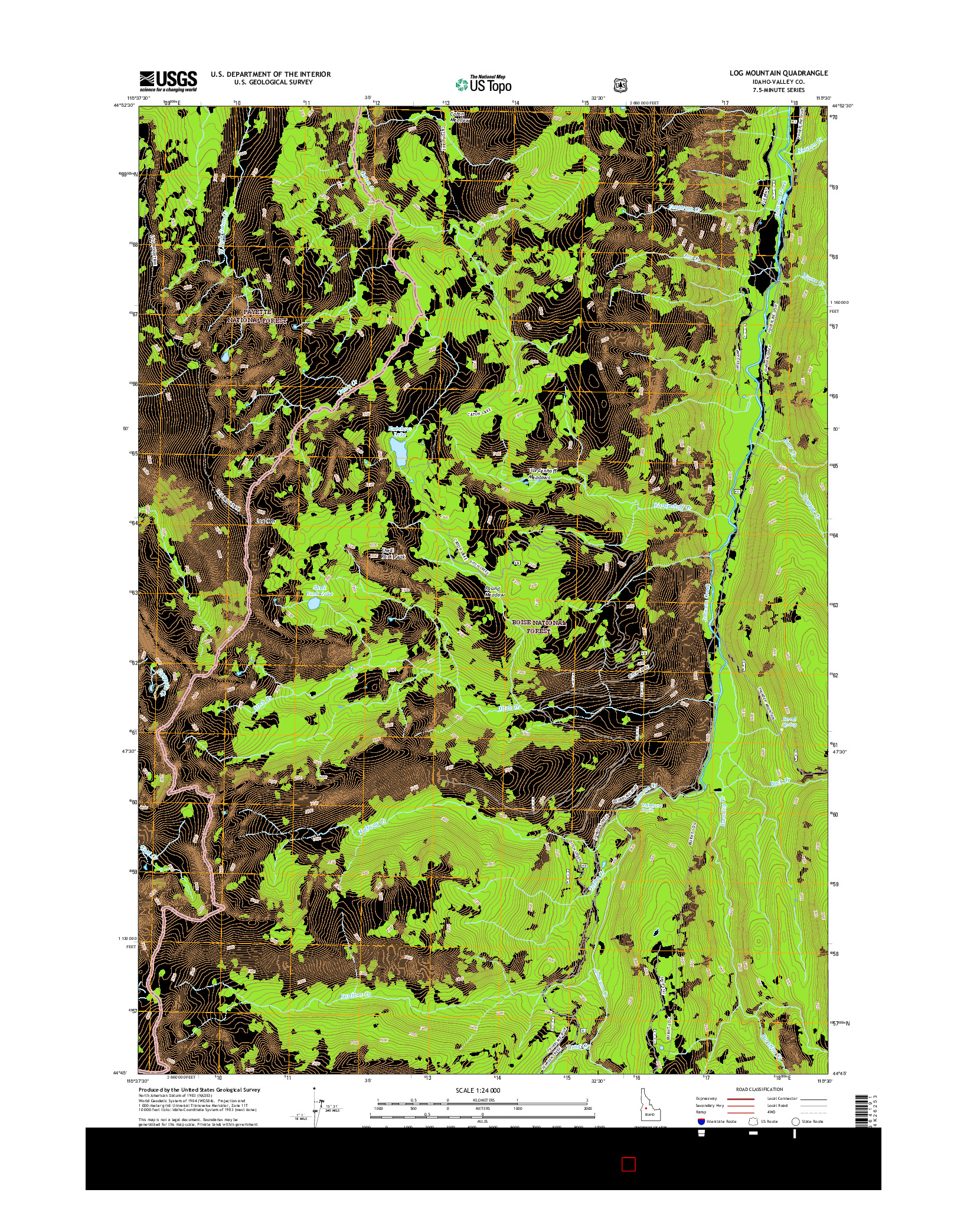 USGS US TOPO 7.5-MINUTE MAP FOR LOG MOUNTAIN, ID 2017