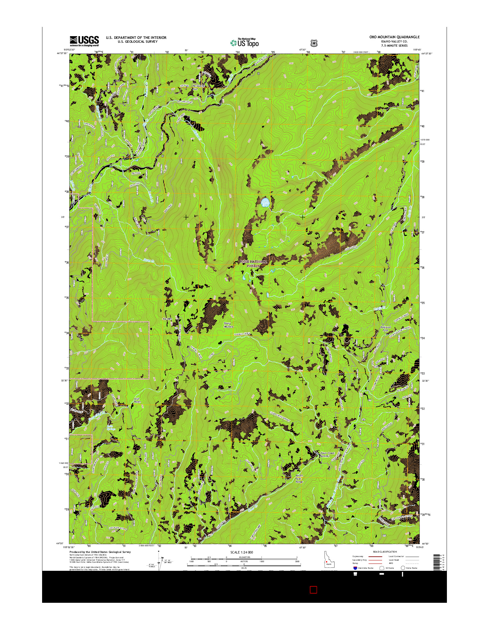 USGS US TOPO 7.5-MINUTE MAP FOR ORO MOUNTAIN, ID 2017