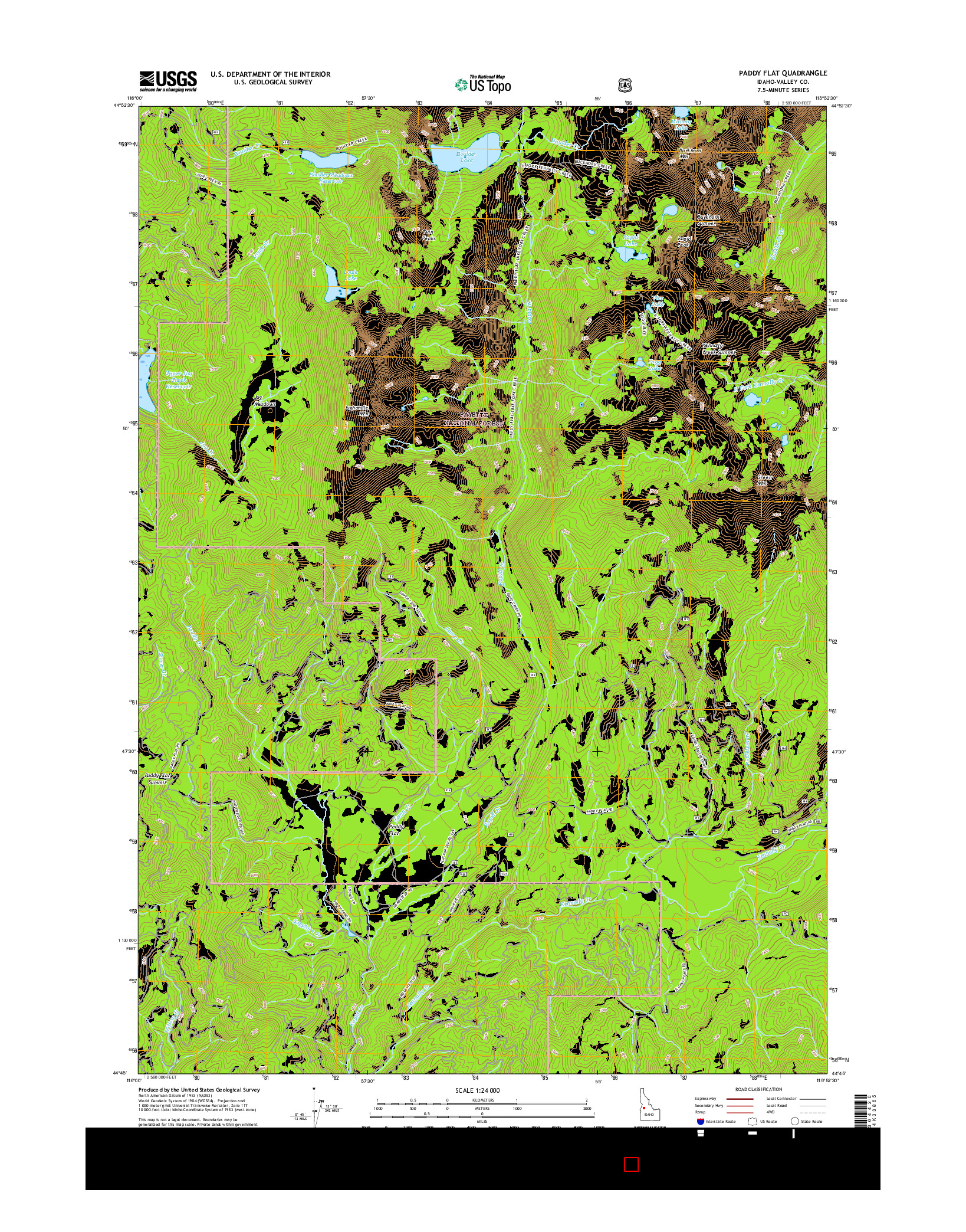 USGS US TOPO 7.5-MINUTE MAP FOR PADDY FLAT, ID 2017