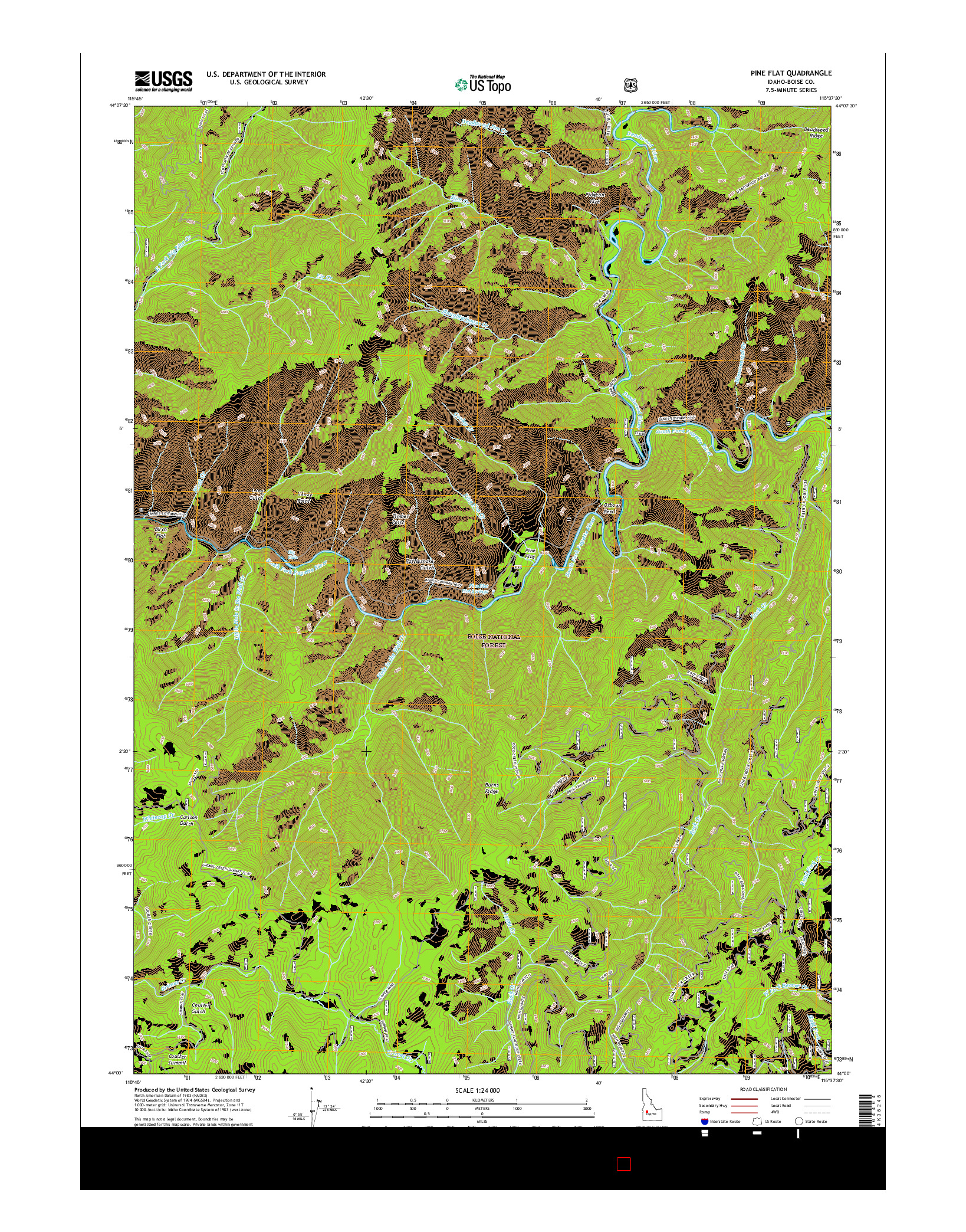 USGS US TOPO 7.5-MINUTE MAP FOR PINE FLAT, ID 2017
