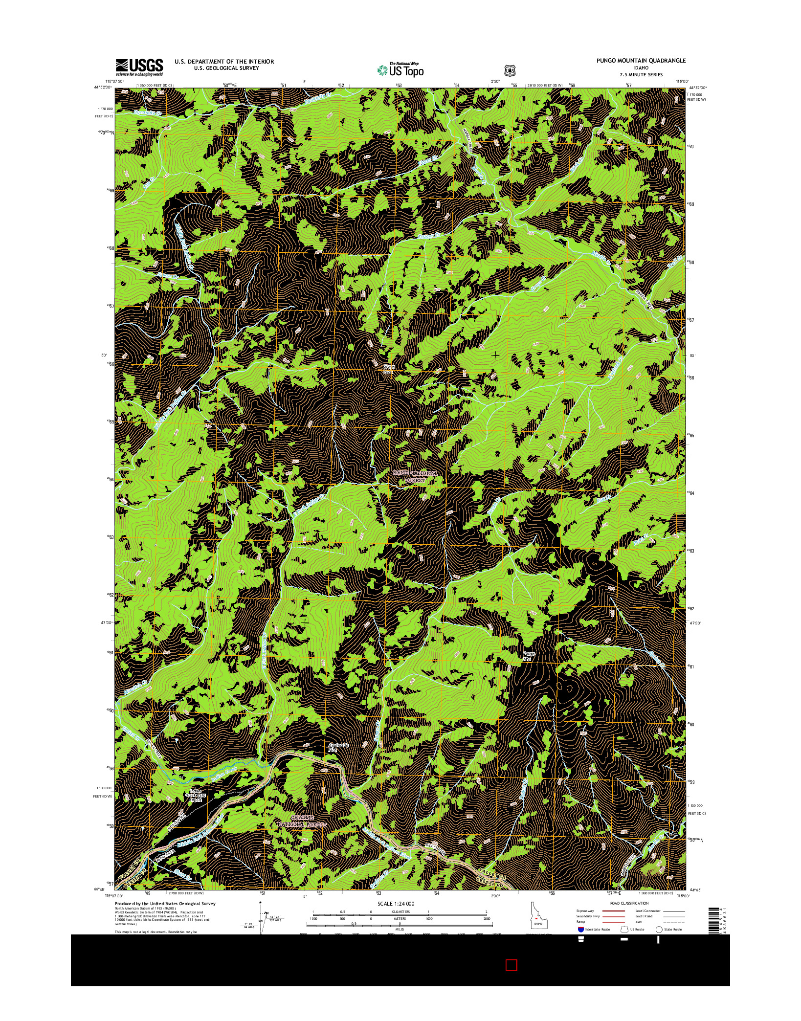 USGS US TOPO 7.5-MINUTE MAP FOR PUNGO MOUNTAIN, ID 2017